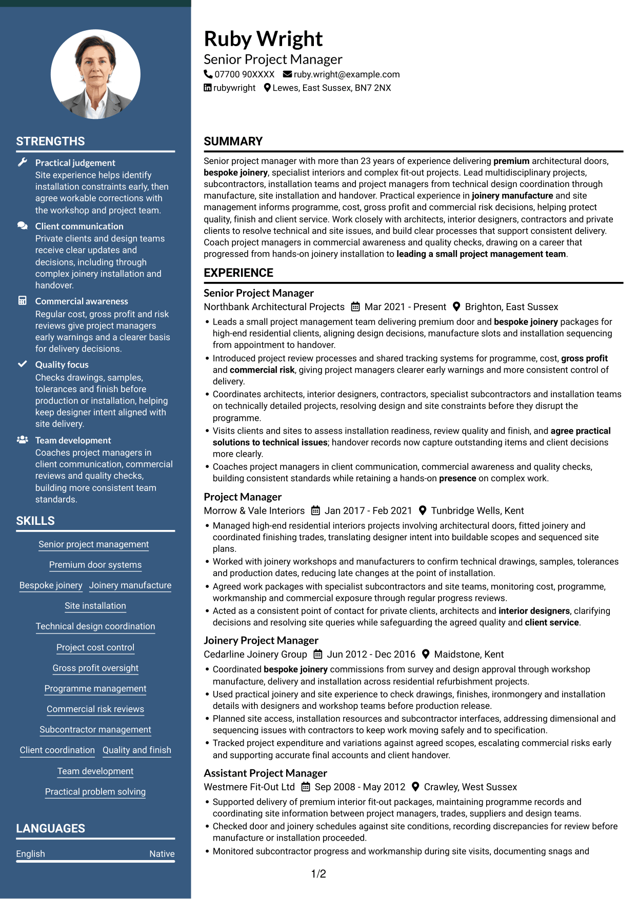CV example — page 1