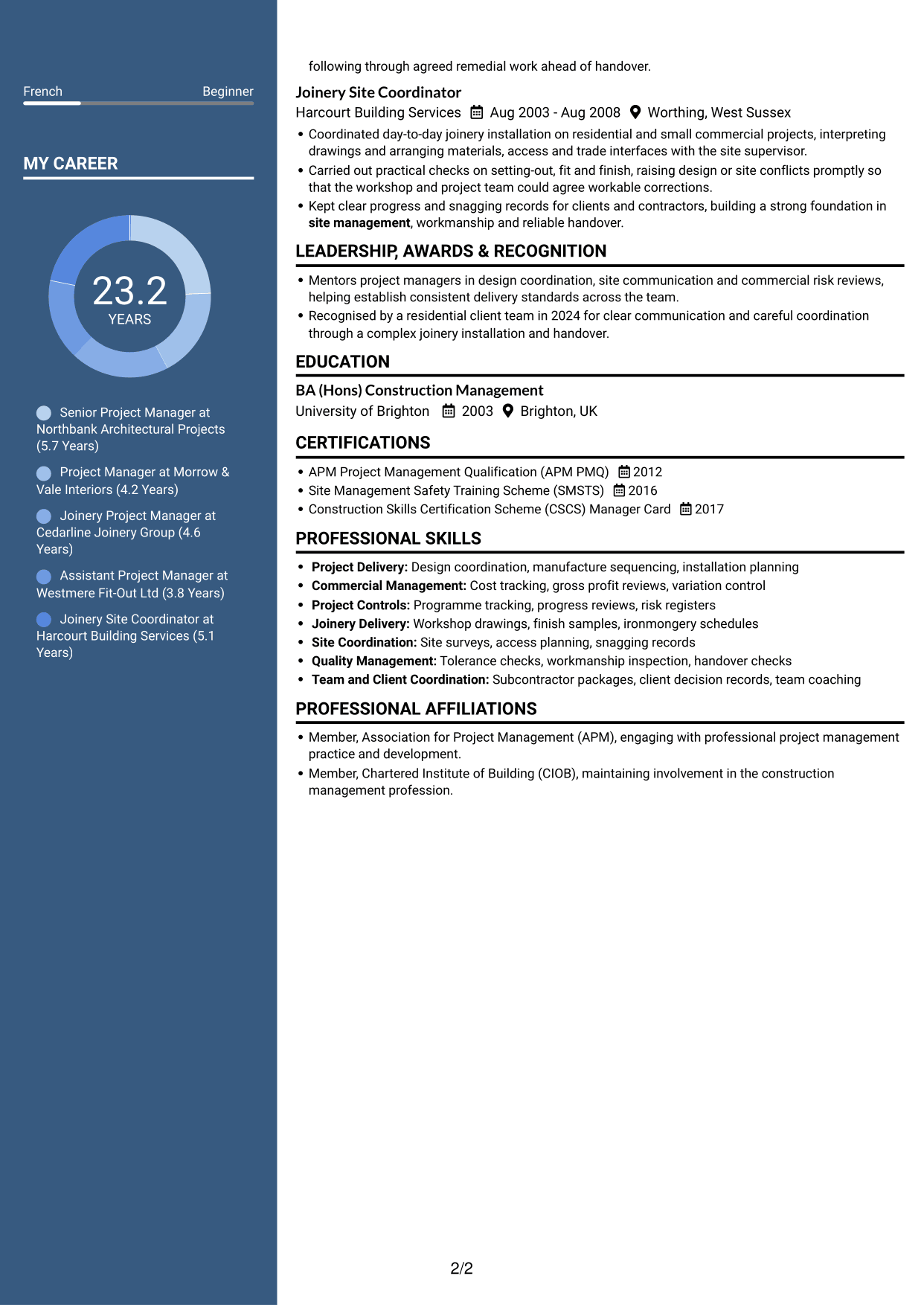 CV example — page 2