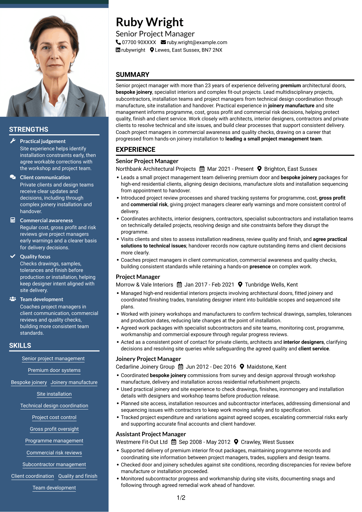 CV example — page 1