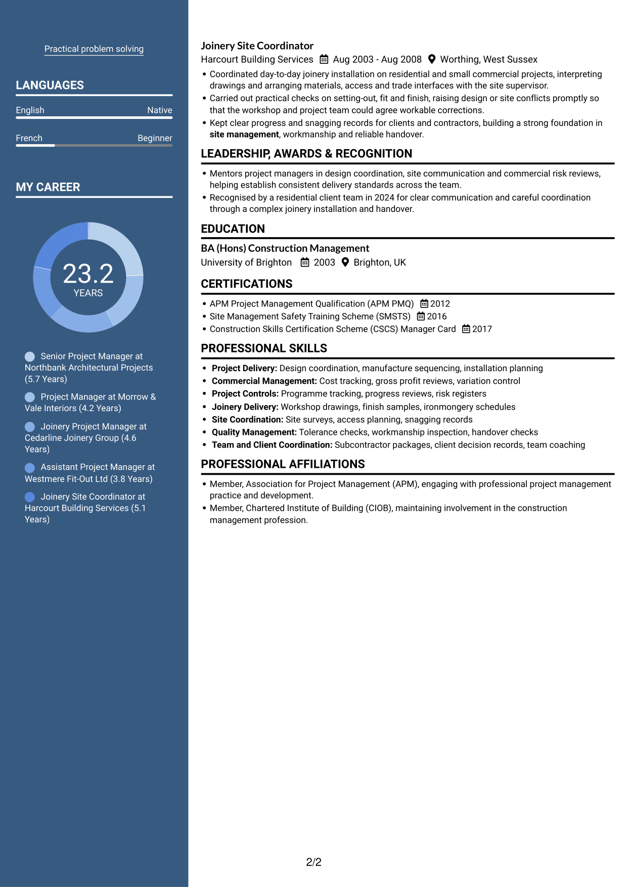 CV example — page 2