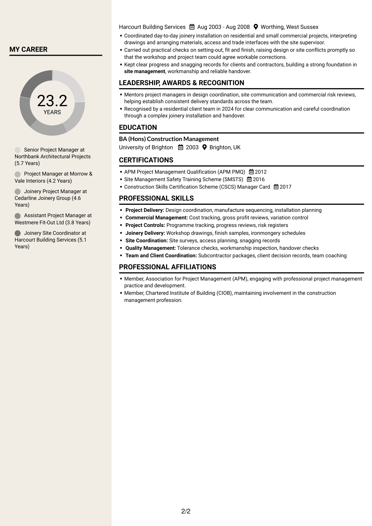 CV example — page 2