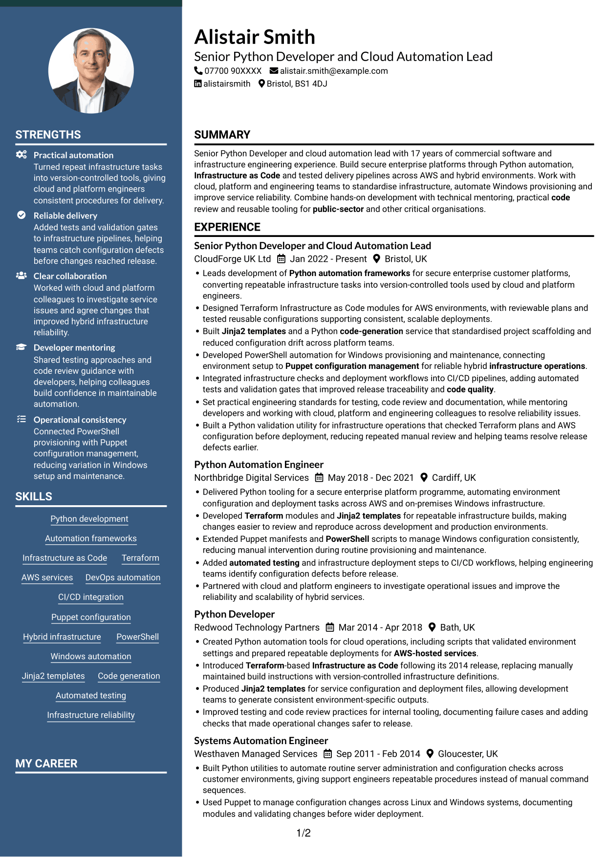 CV example — page 1