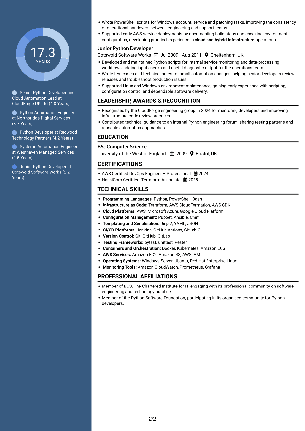 CV example — page 2