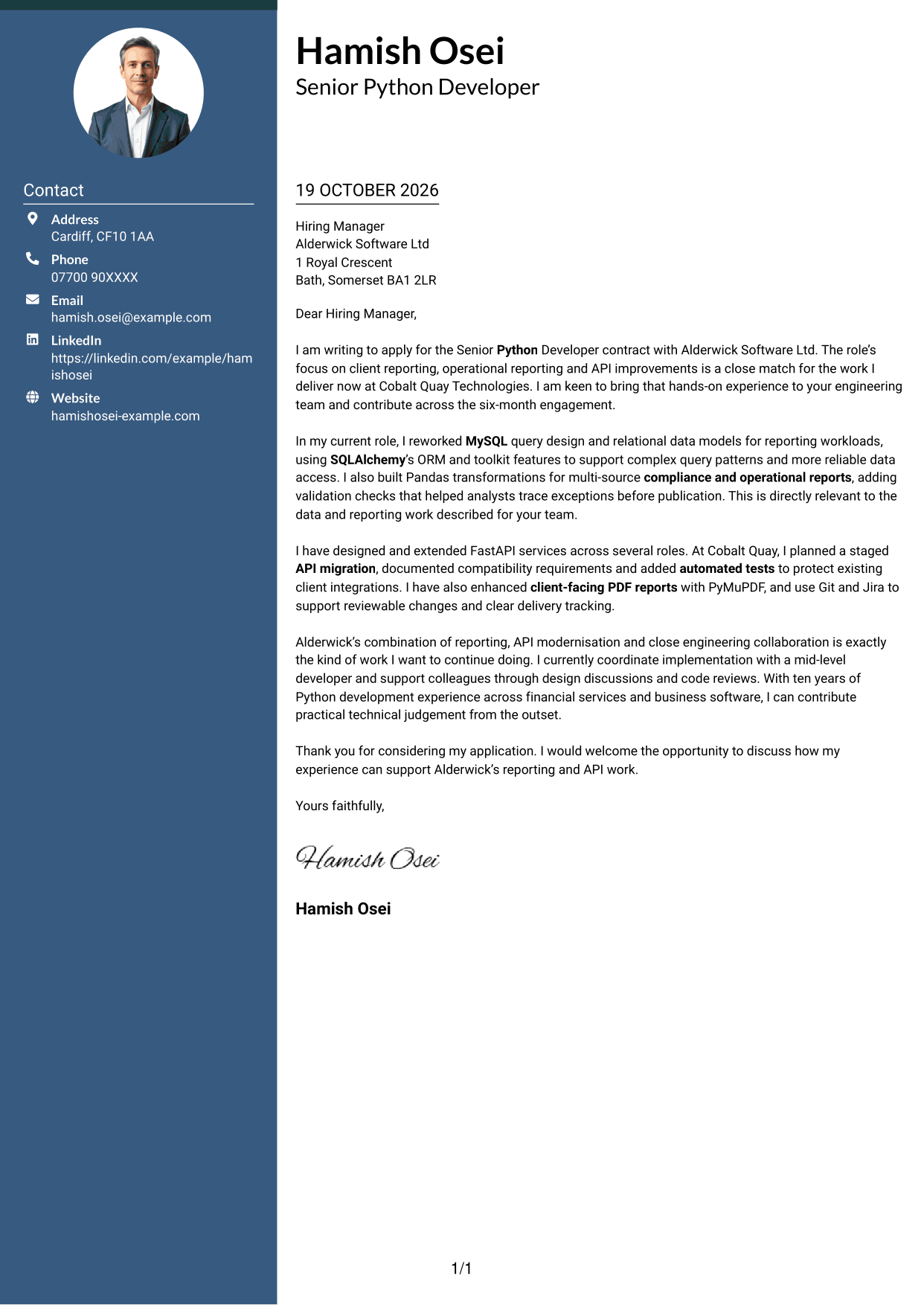 Cover letter example — page 1
