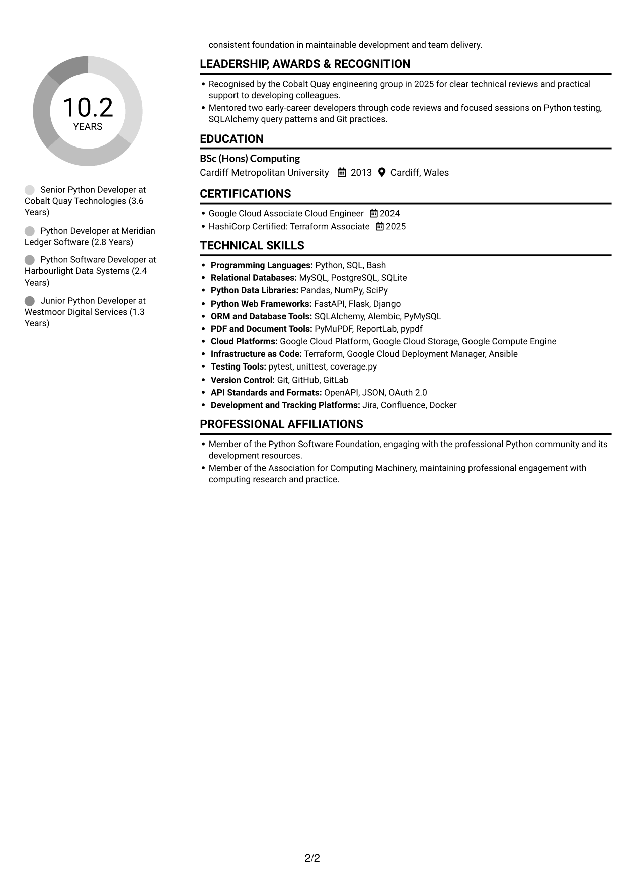 CV example — page 2