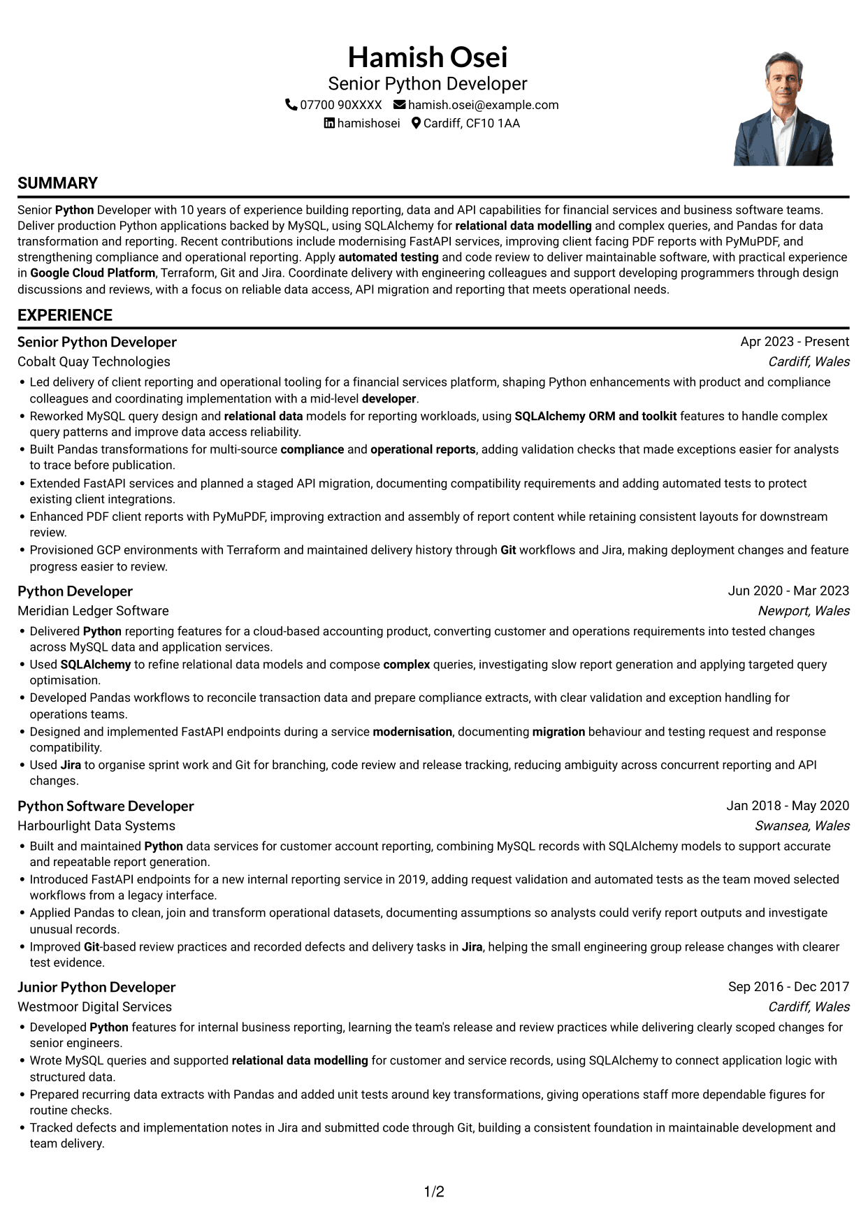 CV example — page 1