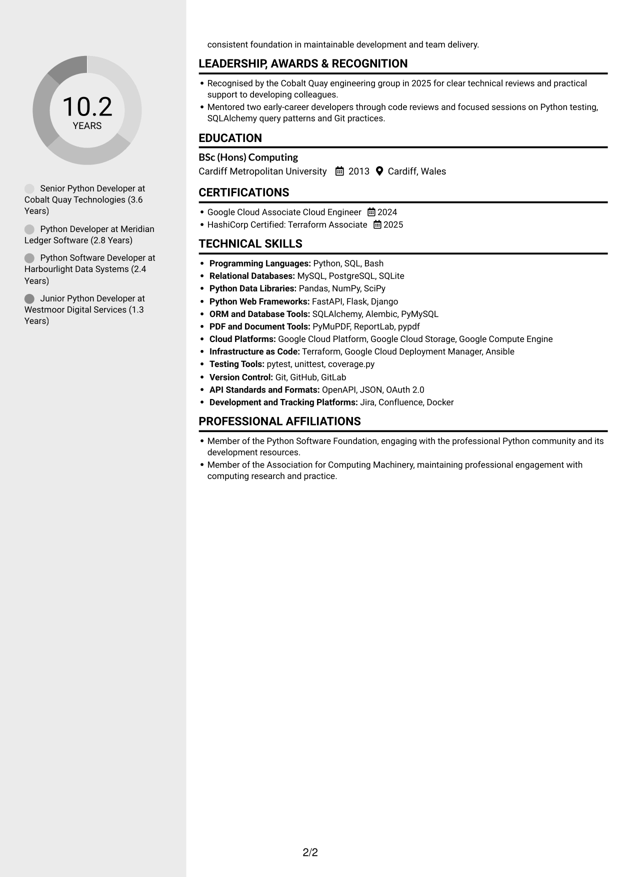CV example — page 2