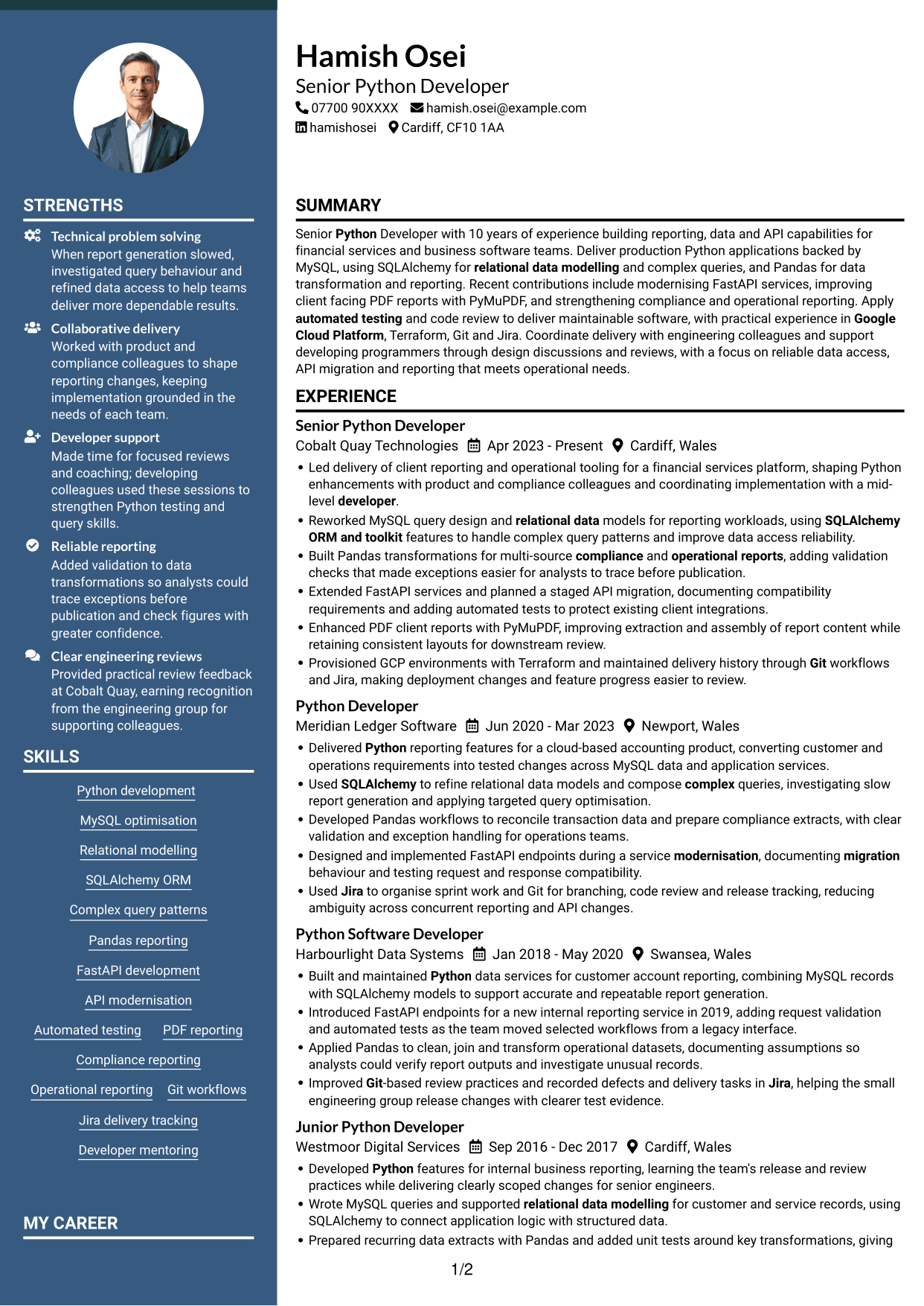 CV example — page 1