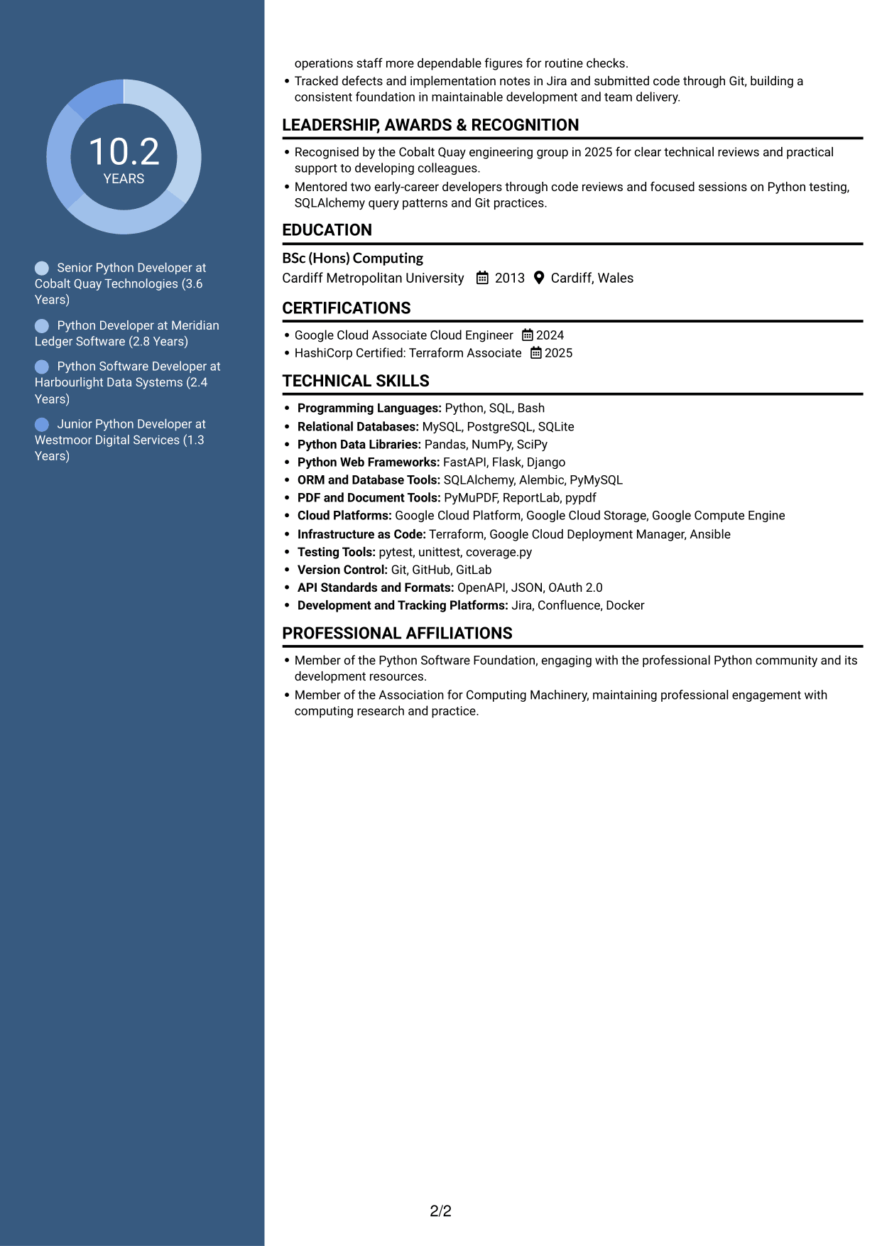 CV example — page 2
