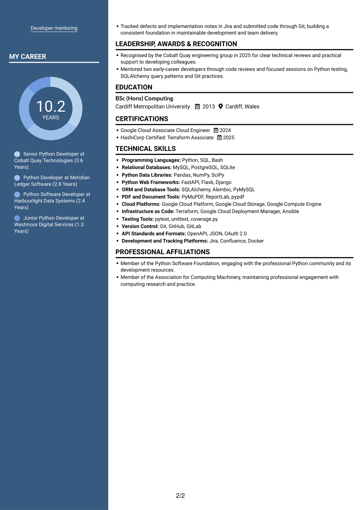 CV example — page 2
