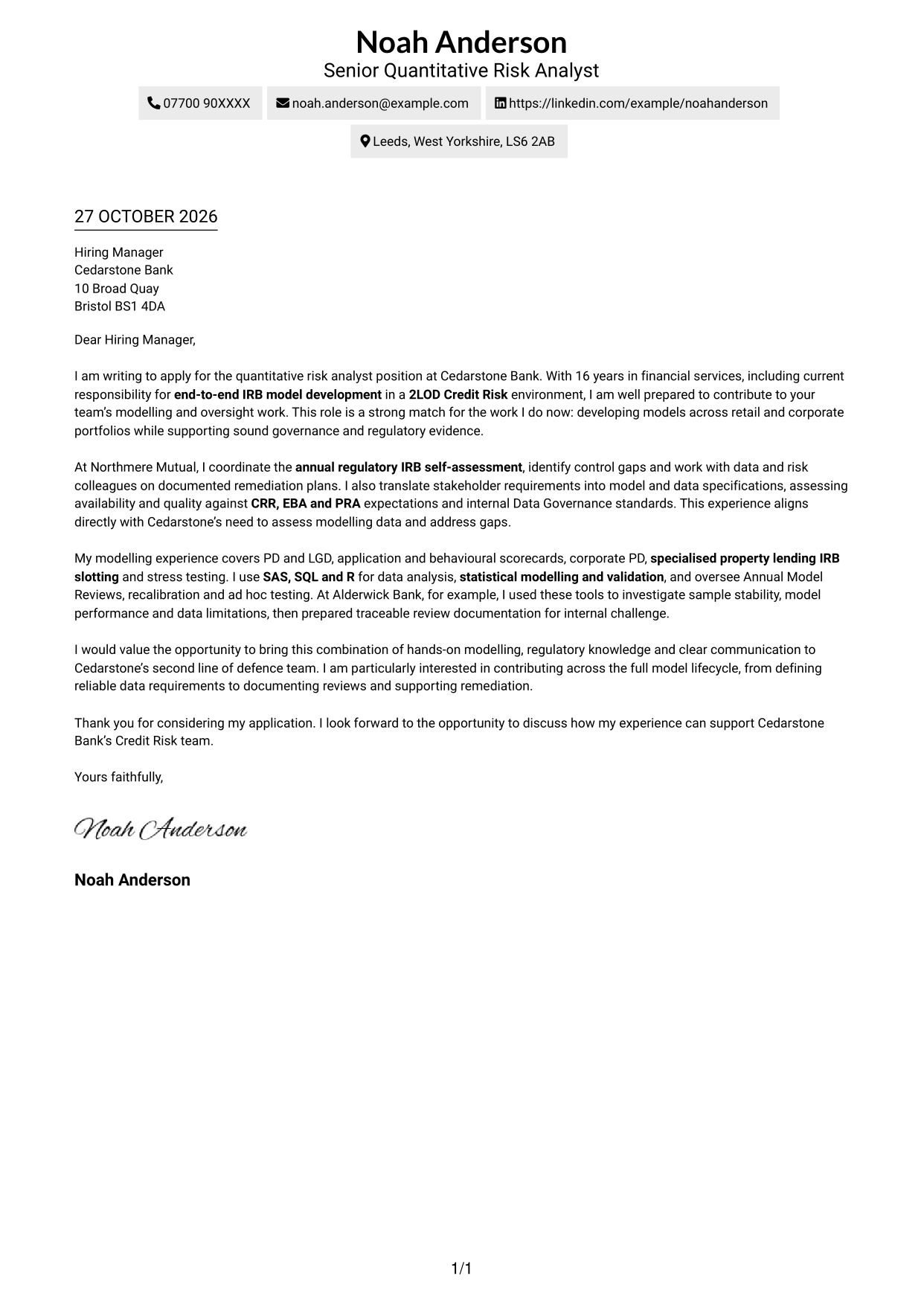 Cover letter example — page 1