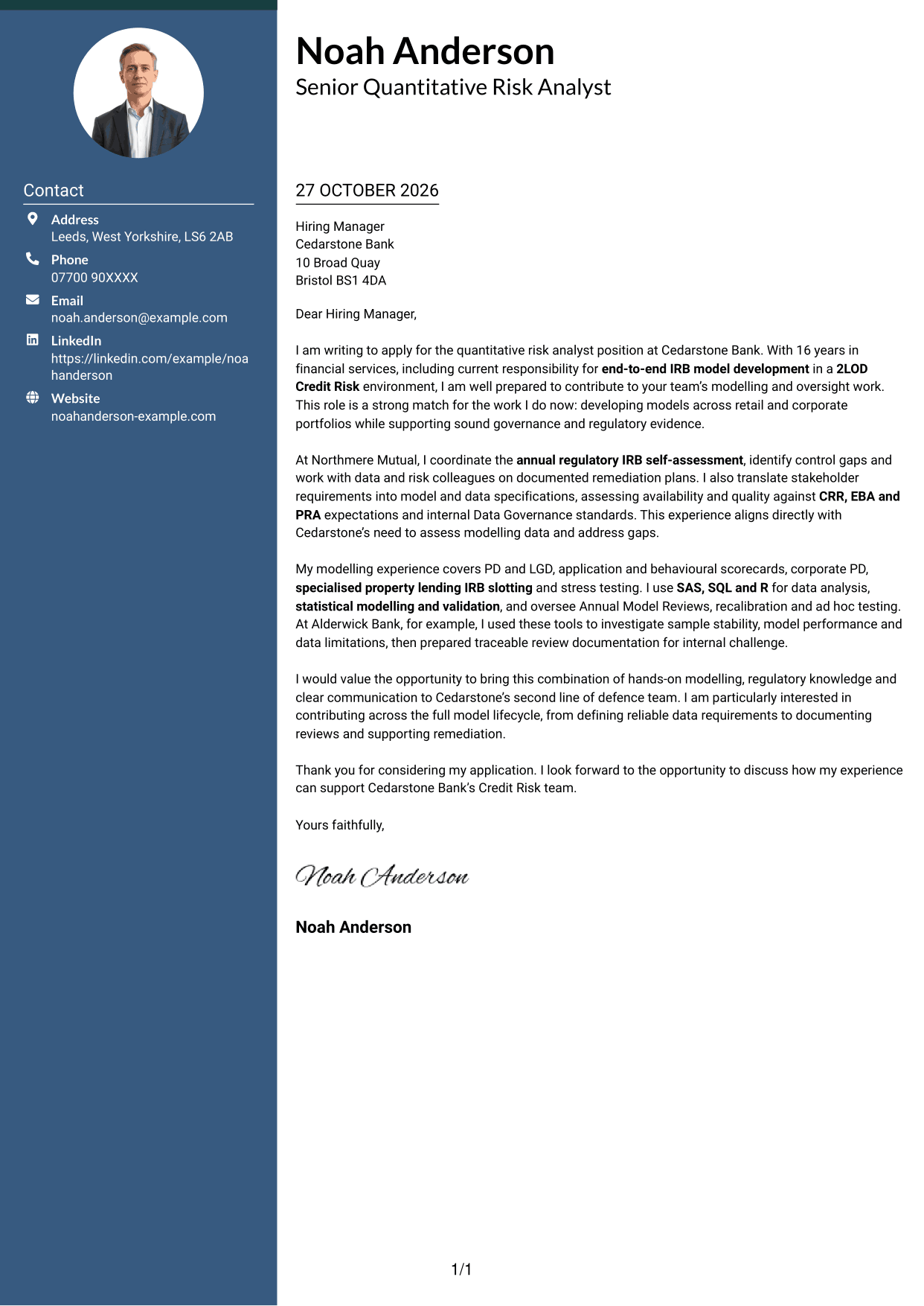 Cover letter example — page 1