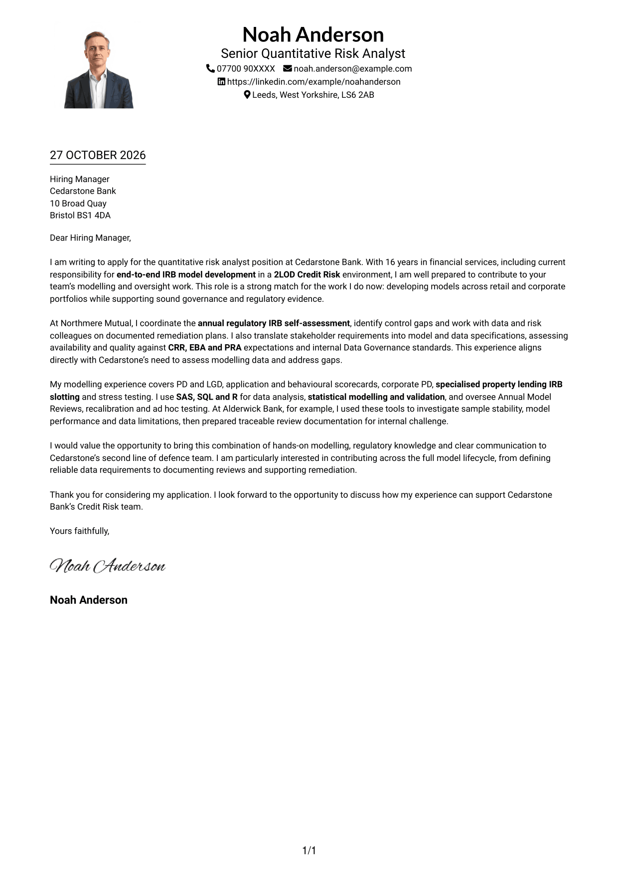 Cover letter example — page 1