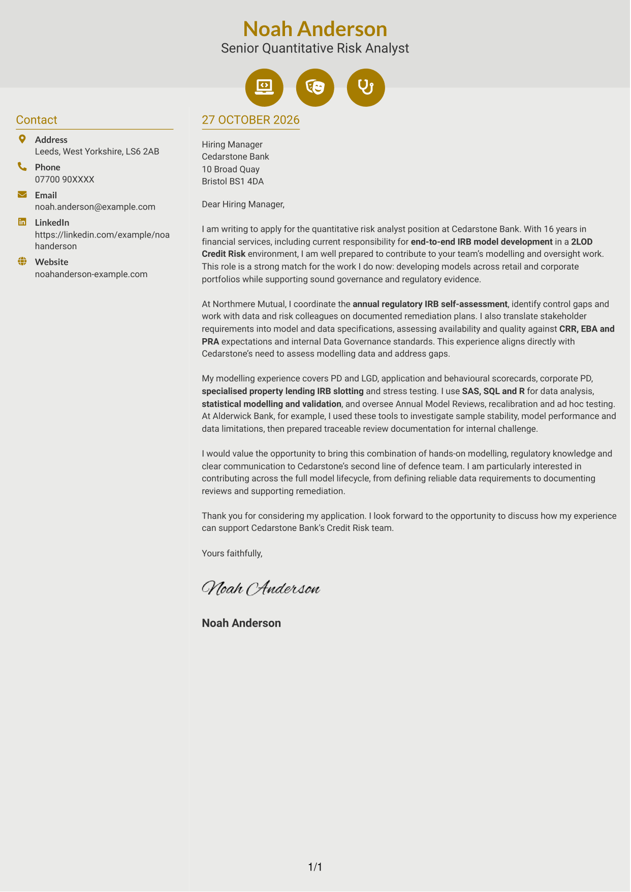 Cover letter example — page 1