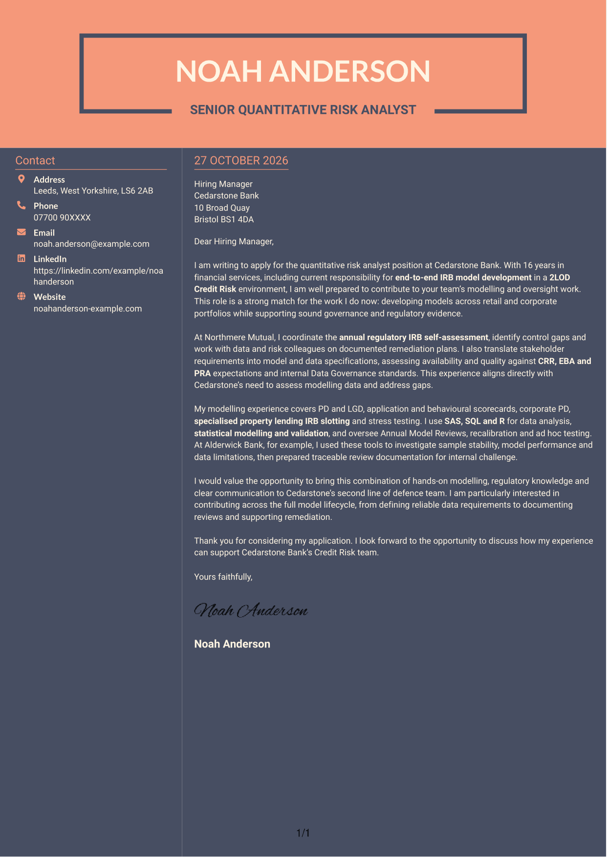 Cover letter example — page 1
