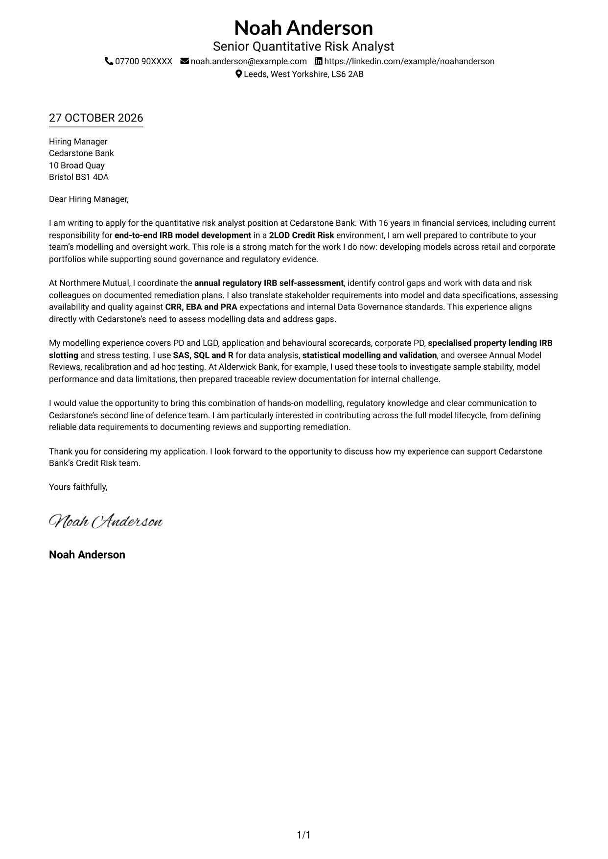 Cover letter example — page 1