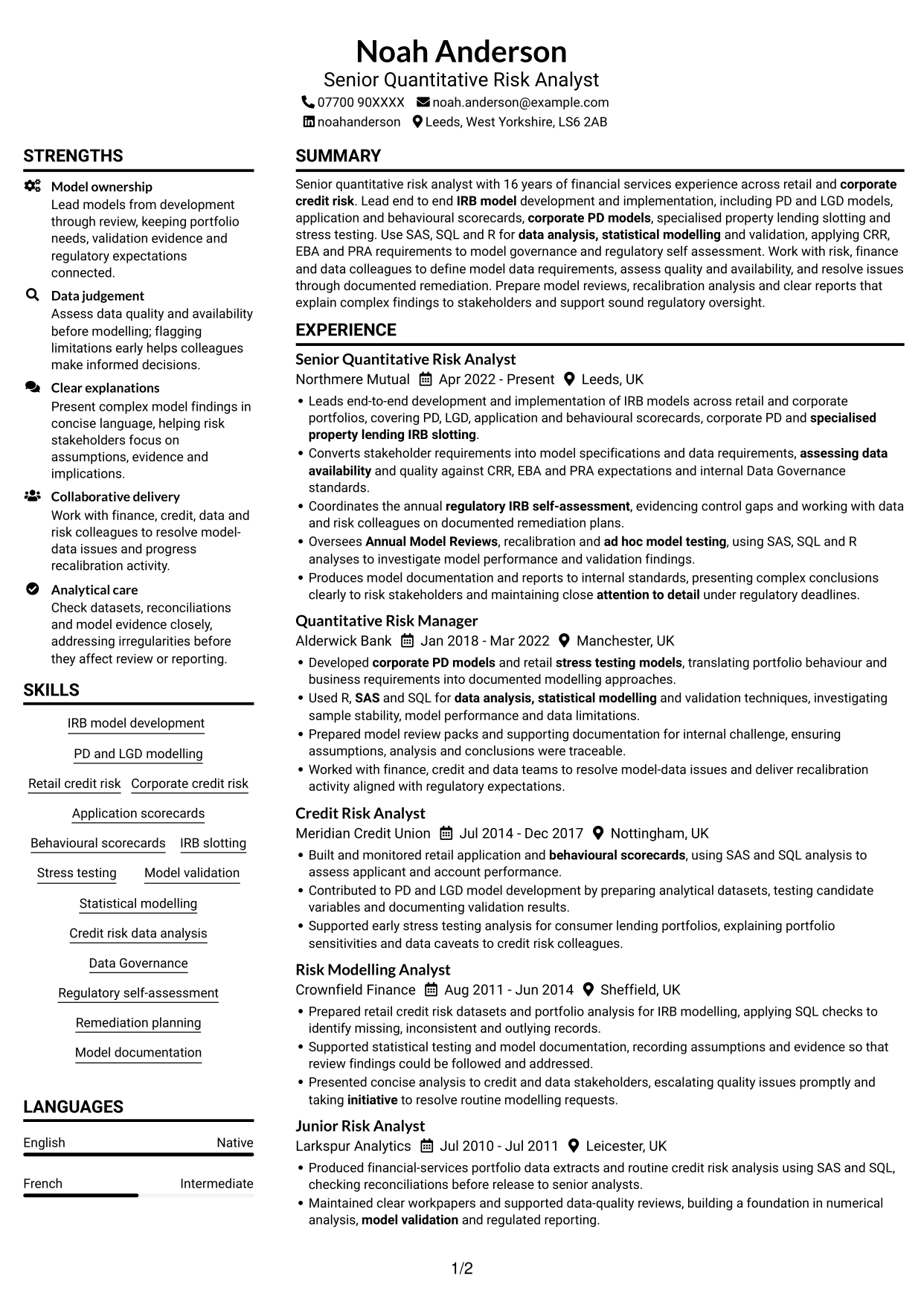 CV example — page 1