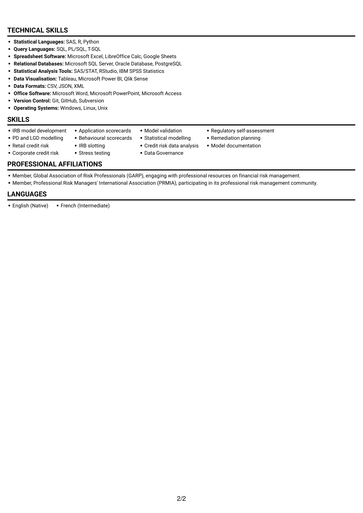 CV example — page 2