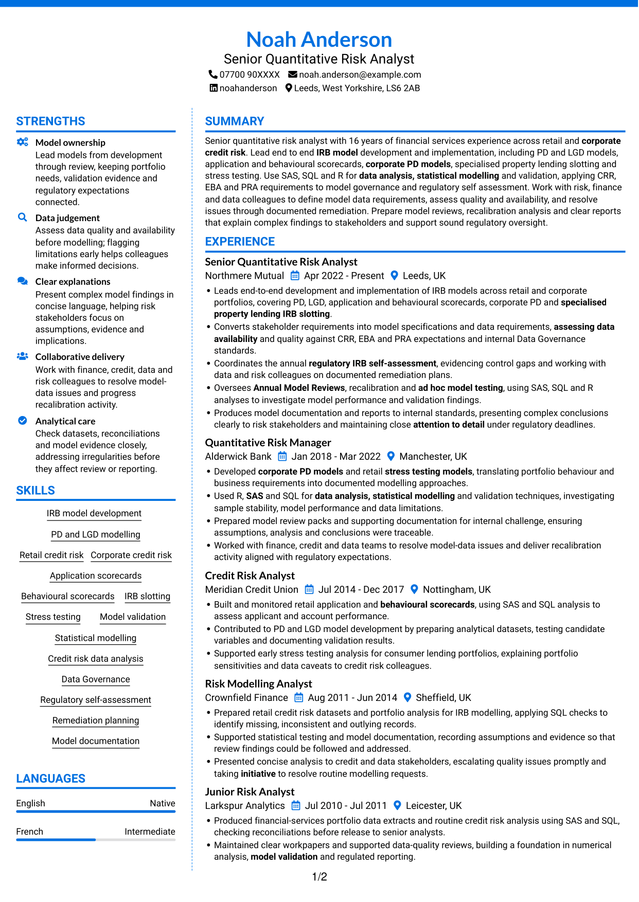 CV example — page 1