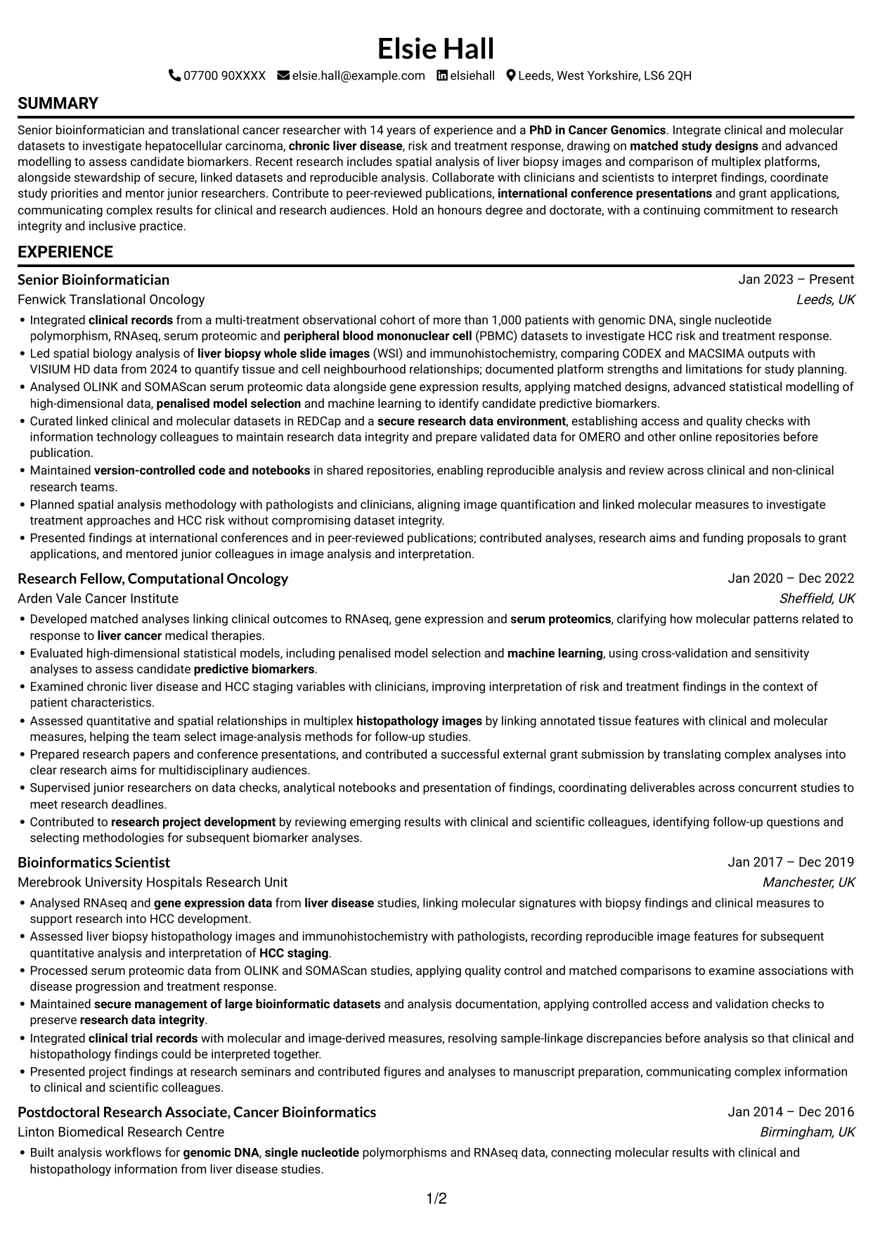 CV example — page 1