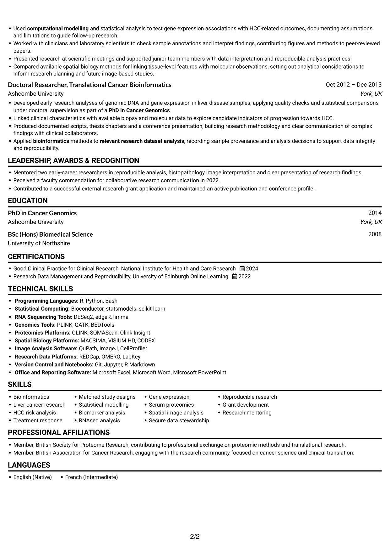 CV example — page 2