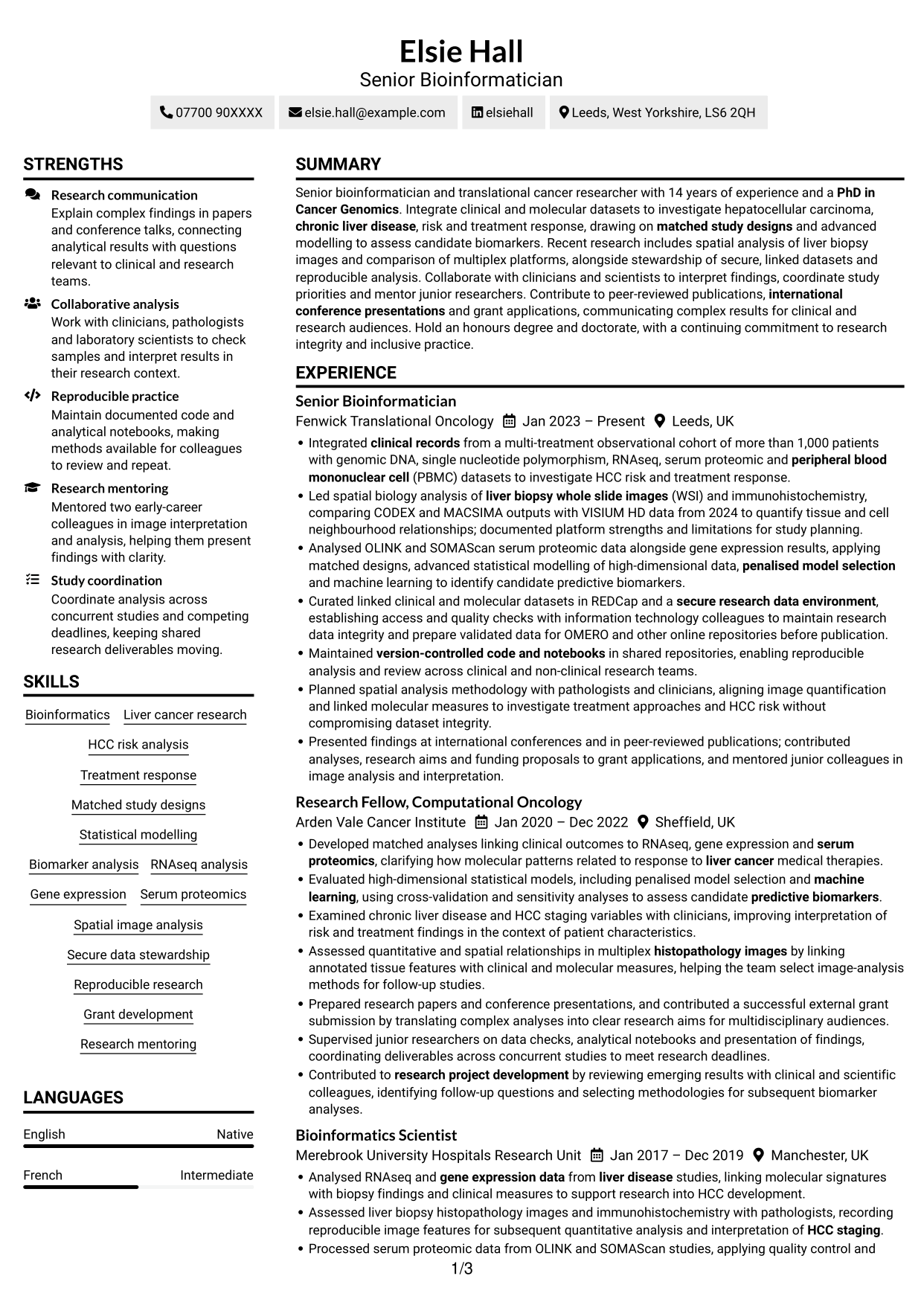 CV example — page 1