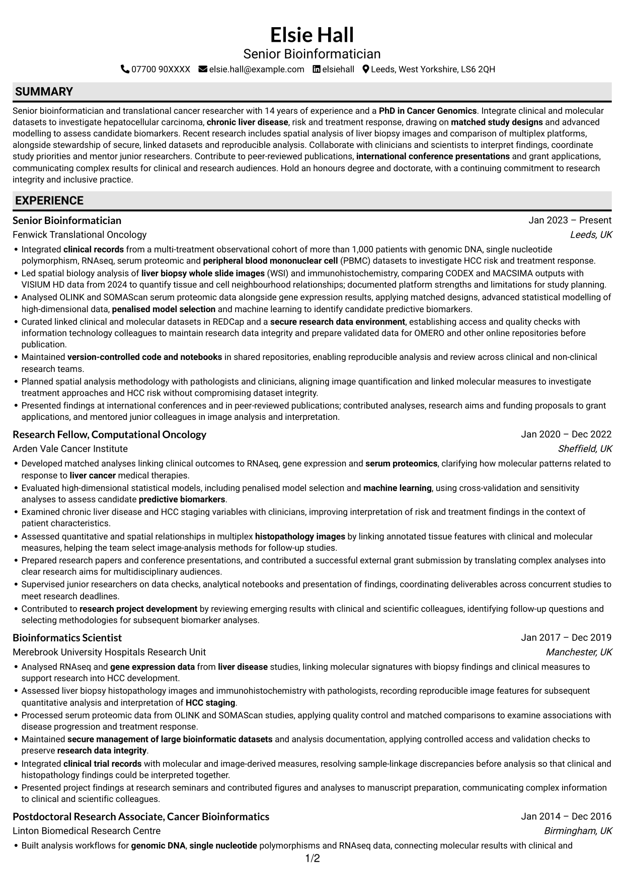 CV example — page 1