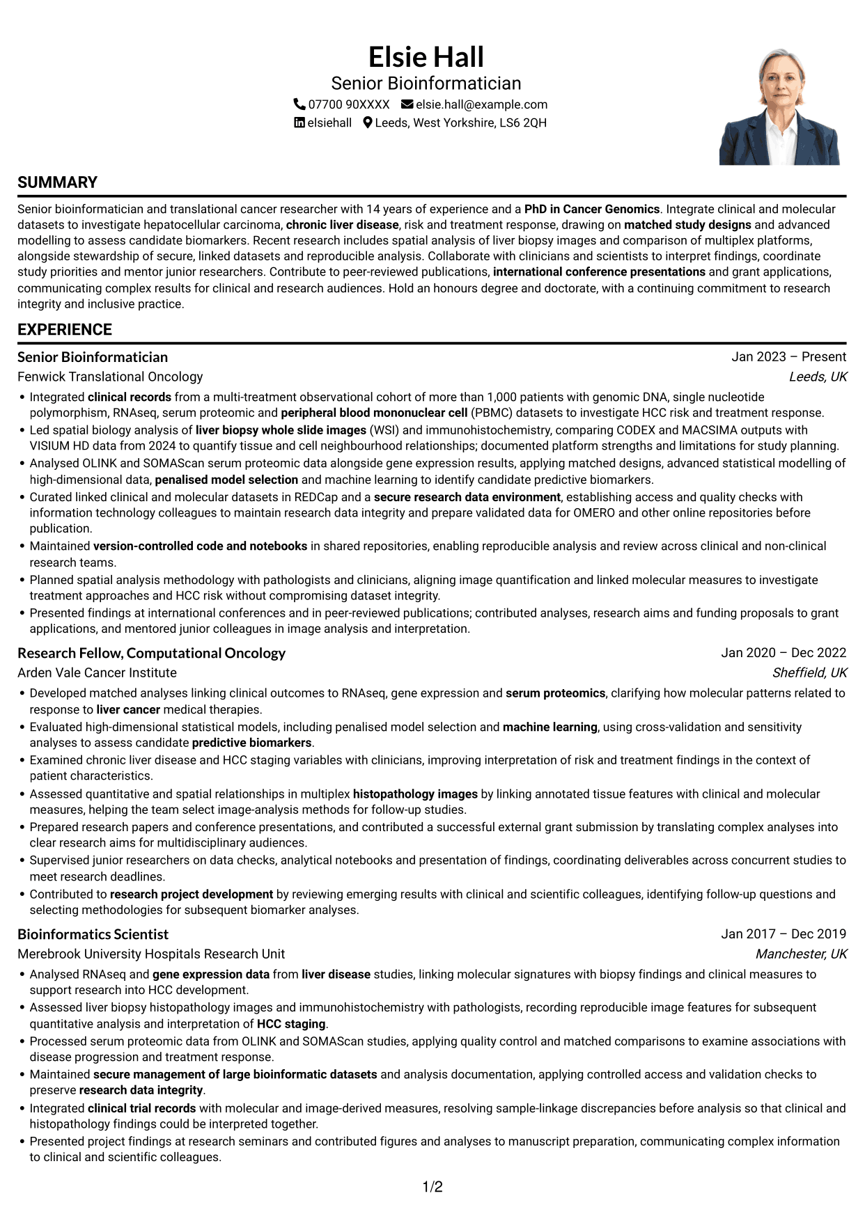 CV example — page 1