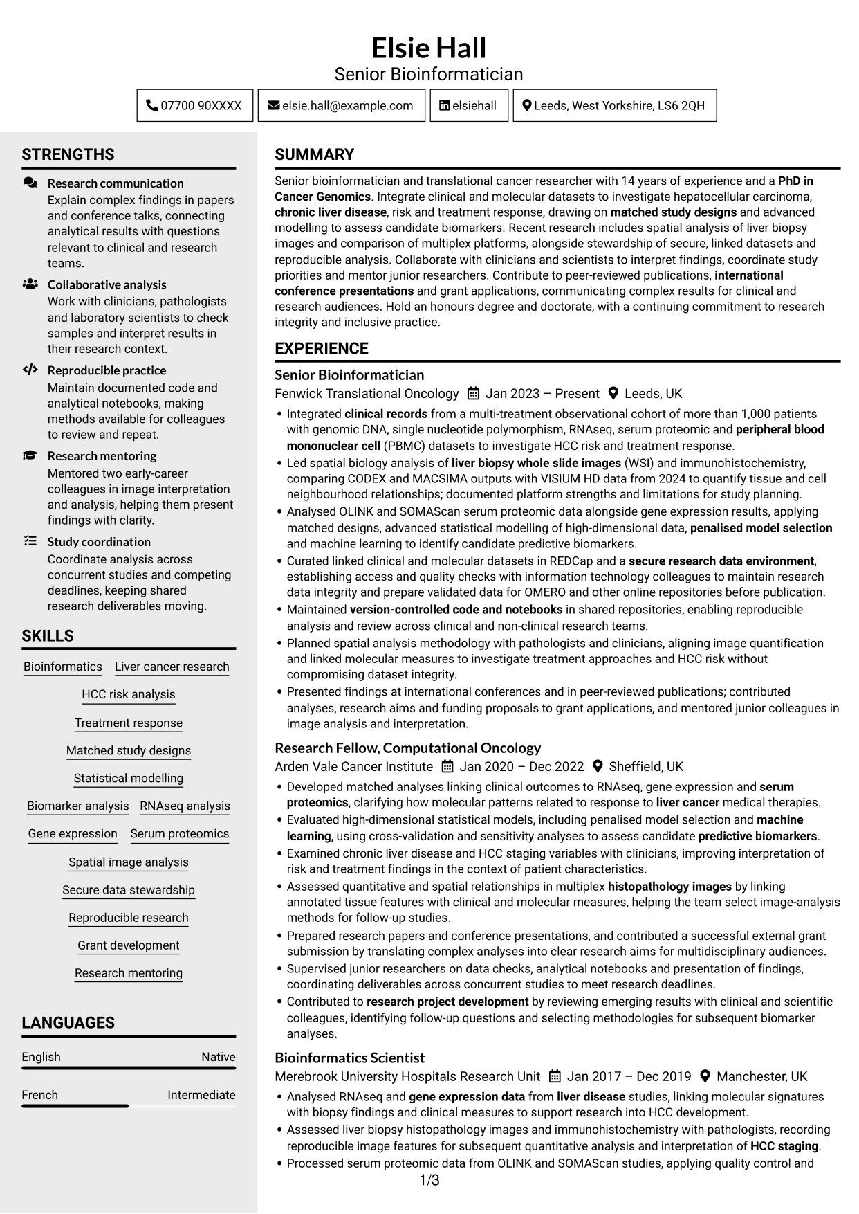 CV example — page 1