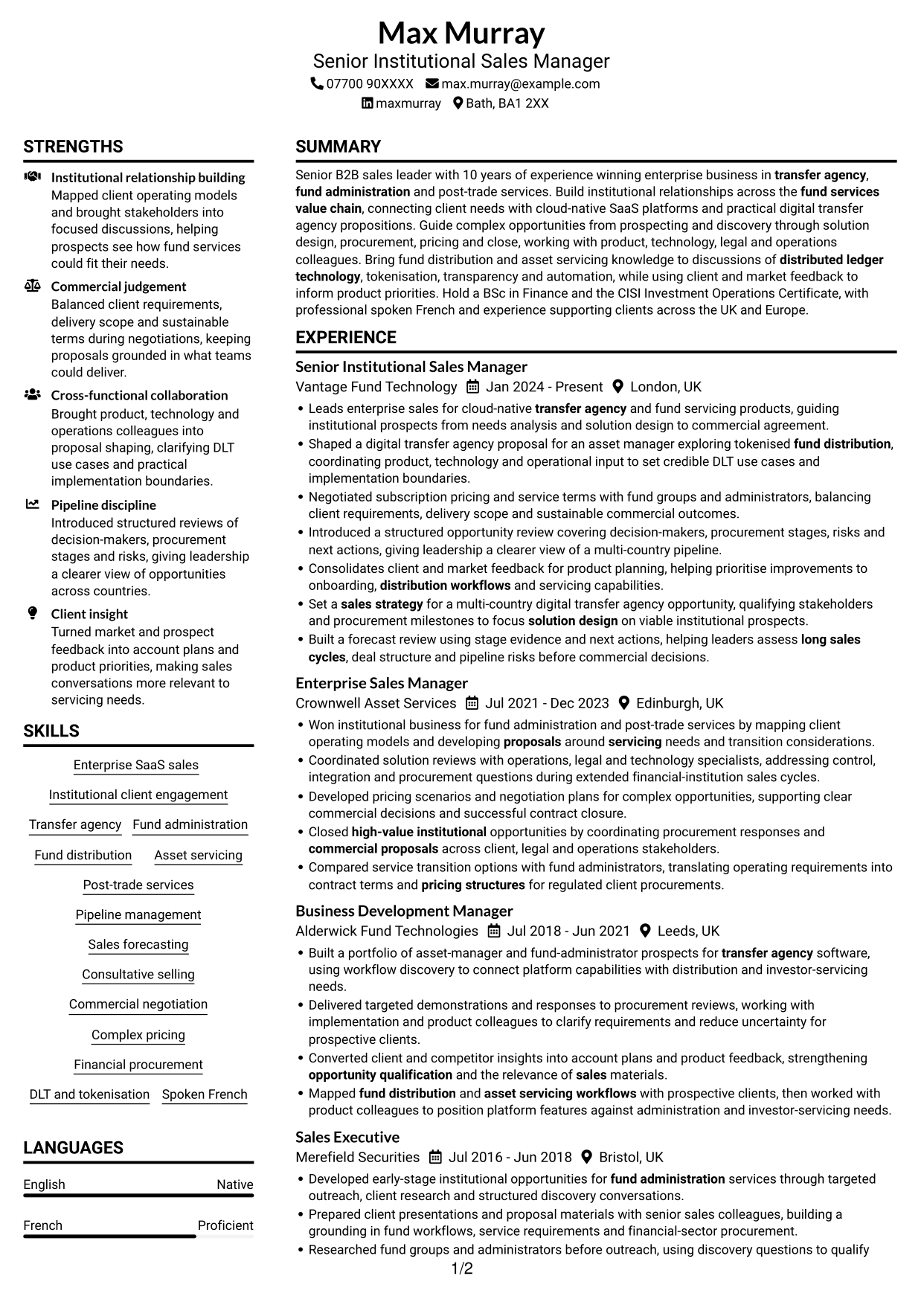 CV example — page 1