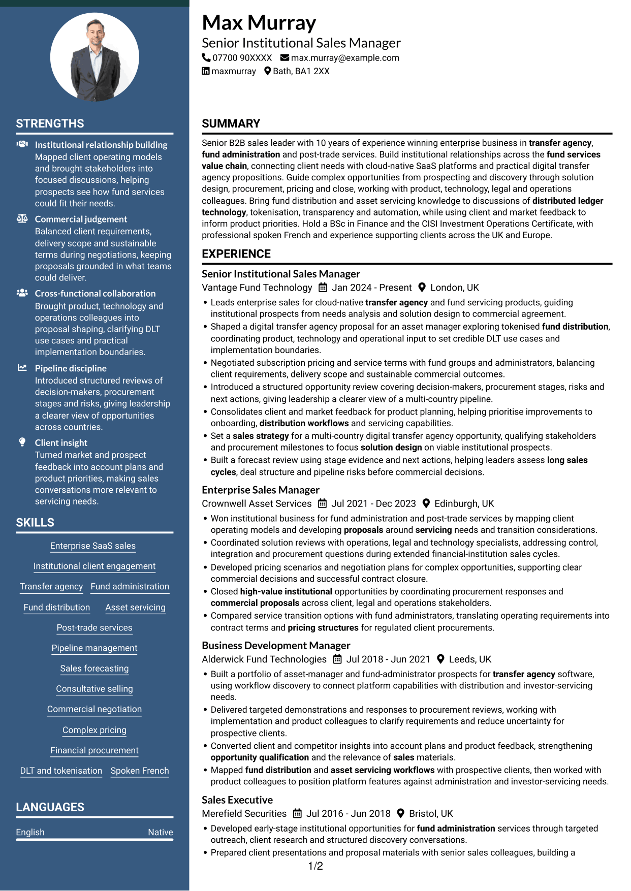 CV example — page 1