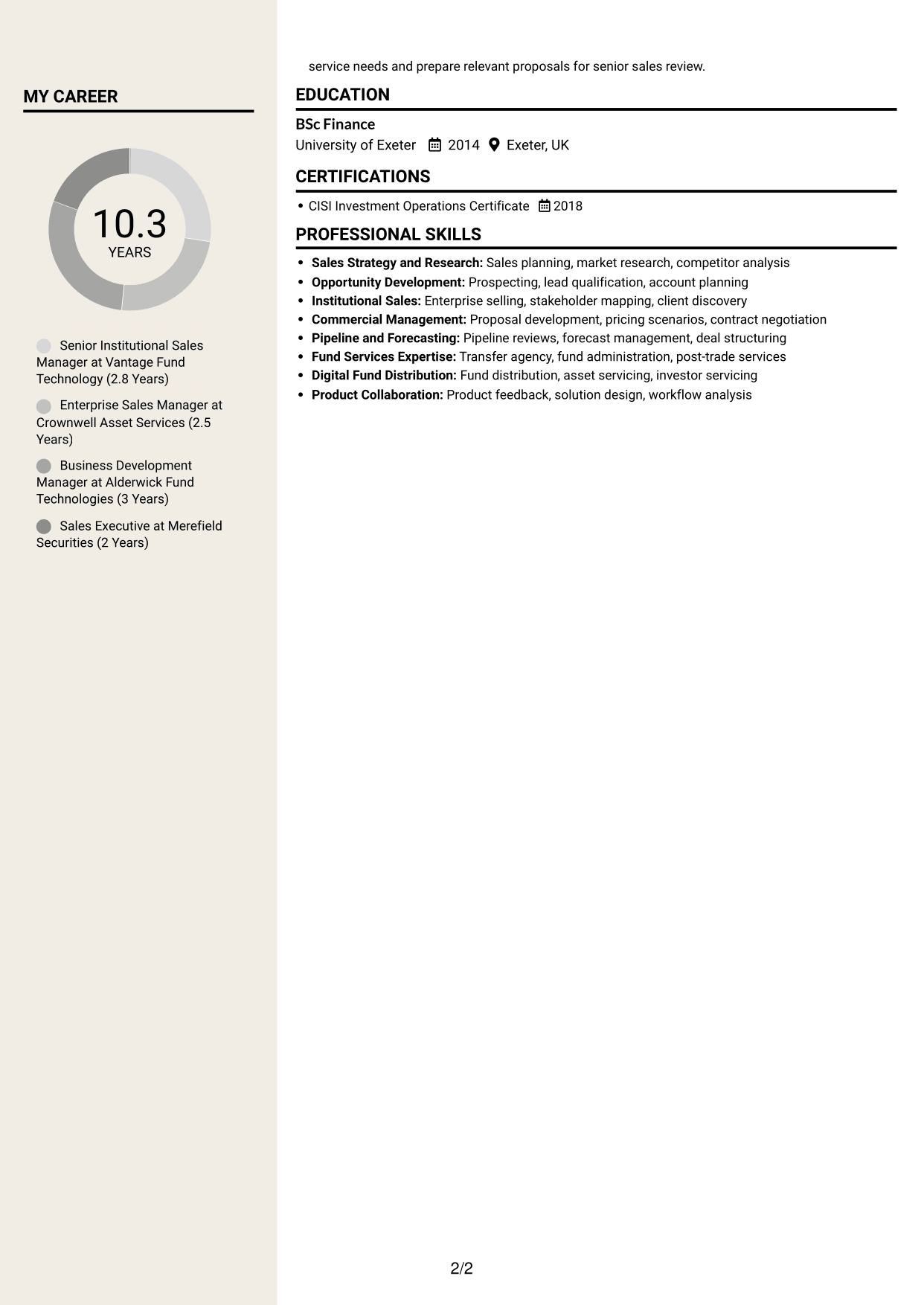 CV example — page 2