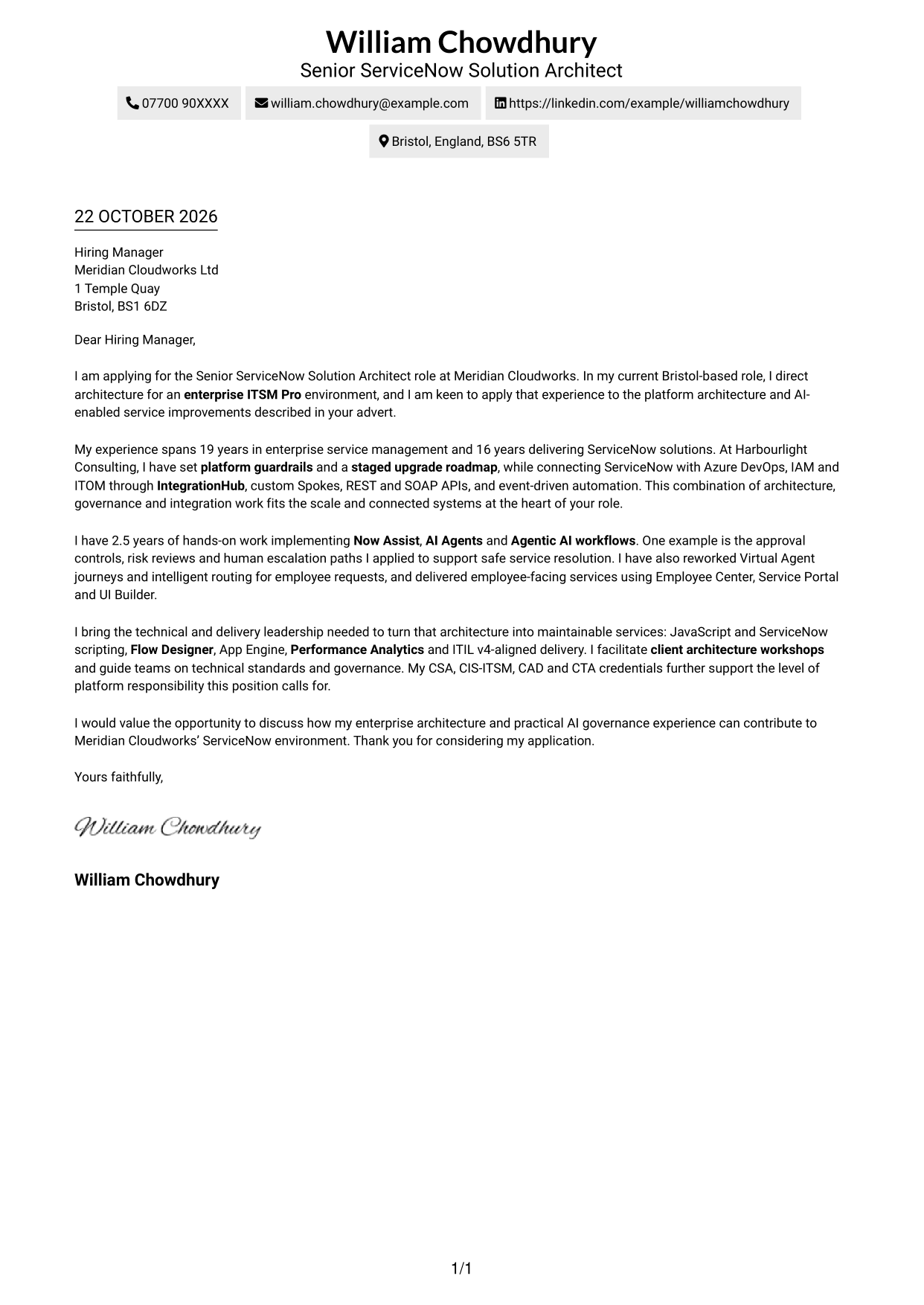 Cover letter example — page 1