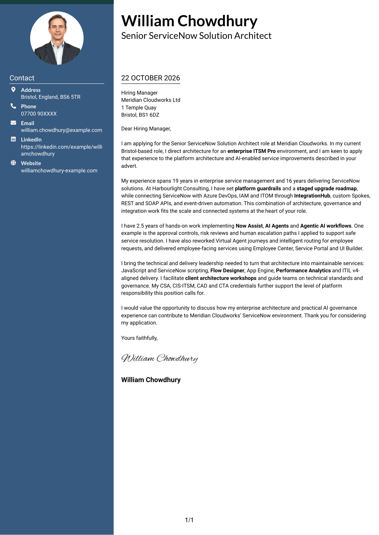 Cover letter example — page 1