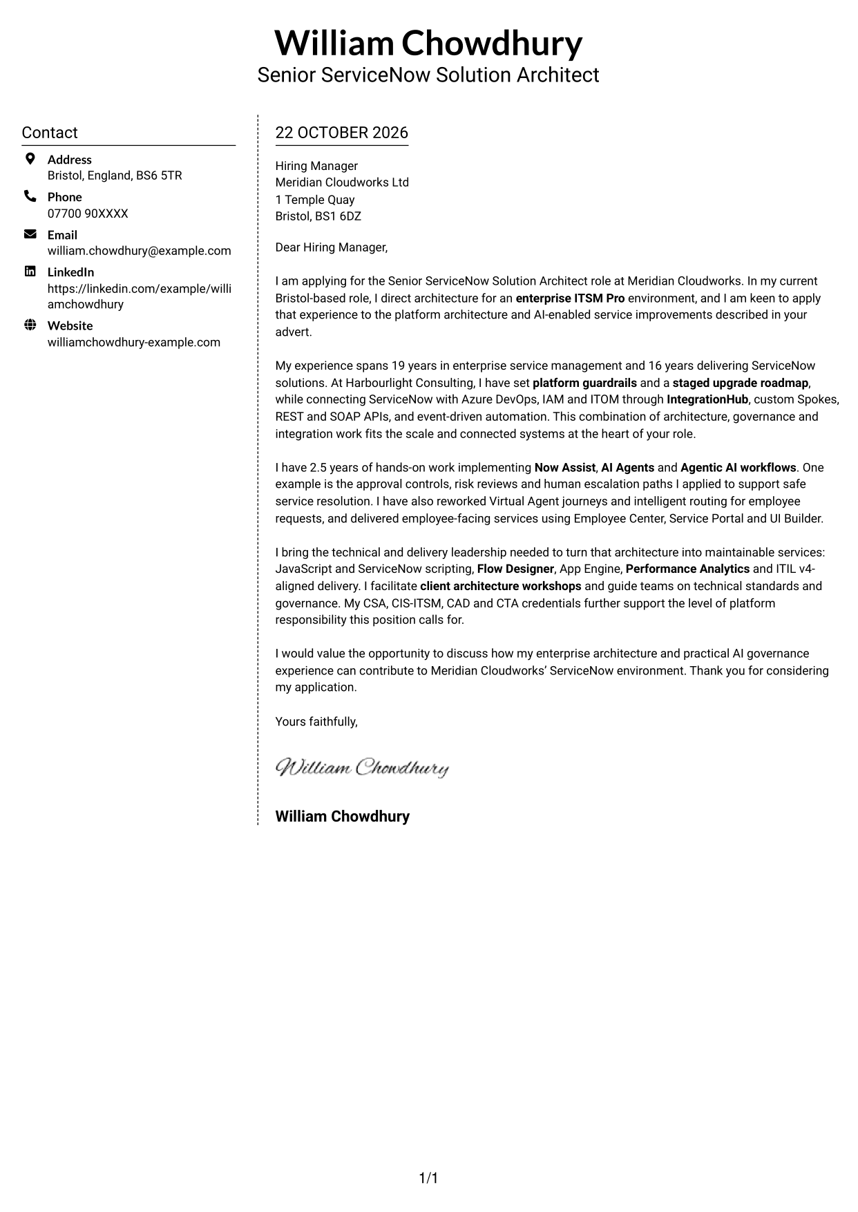 Cover letter example — page 1