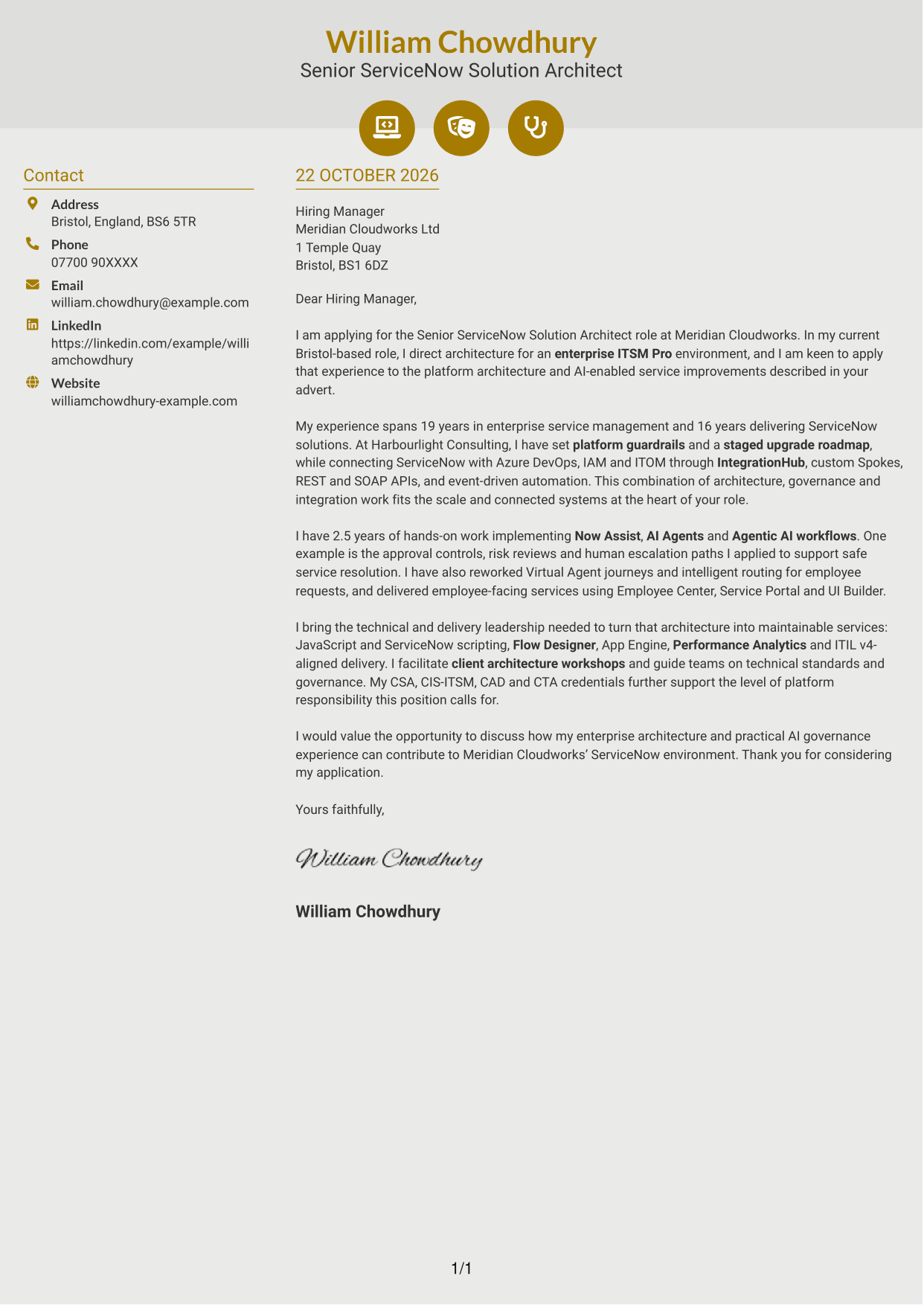 Cover letter example — page 1