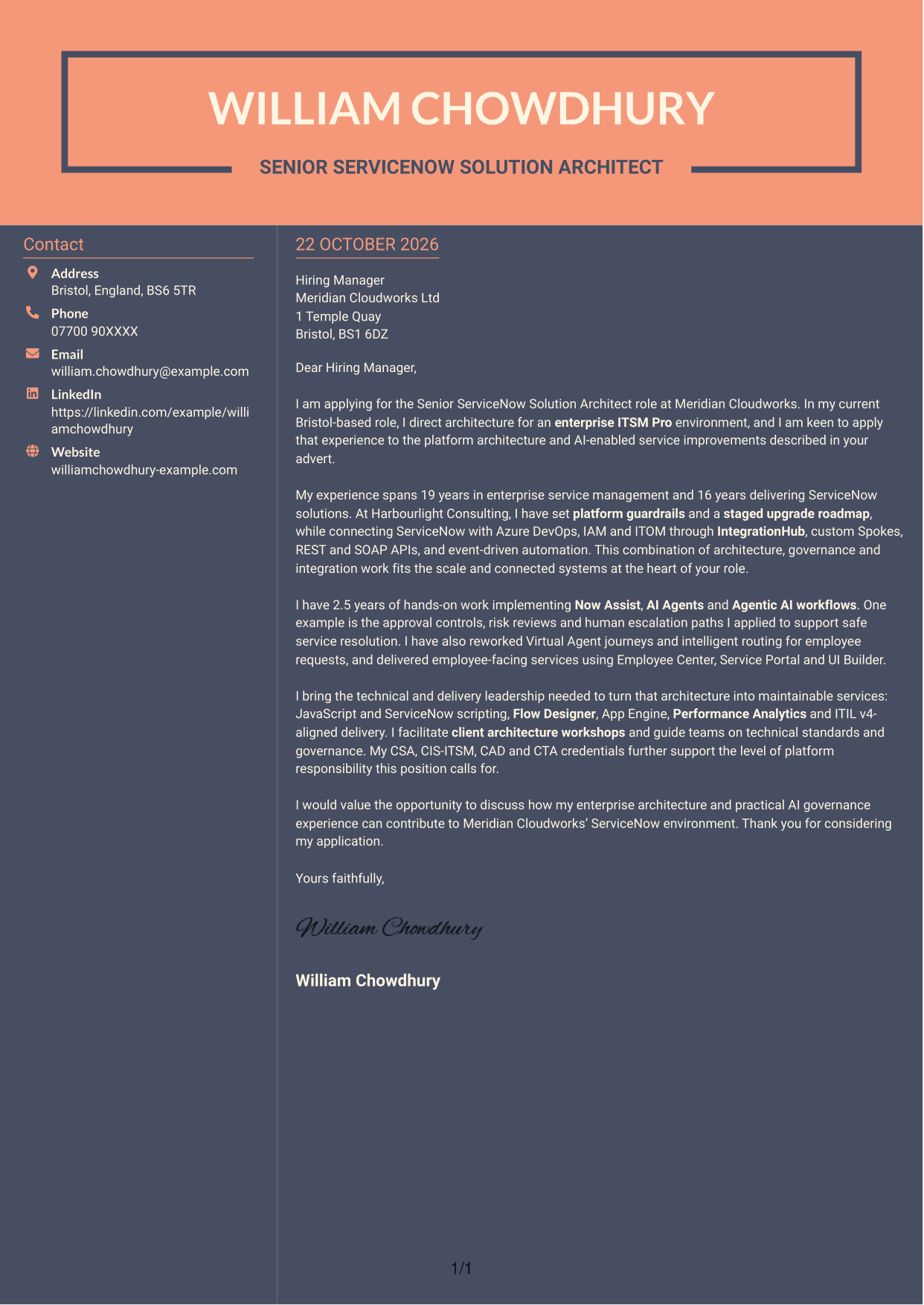 Cover letter example — page 1