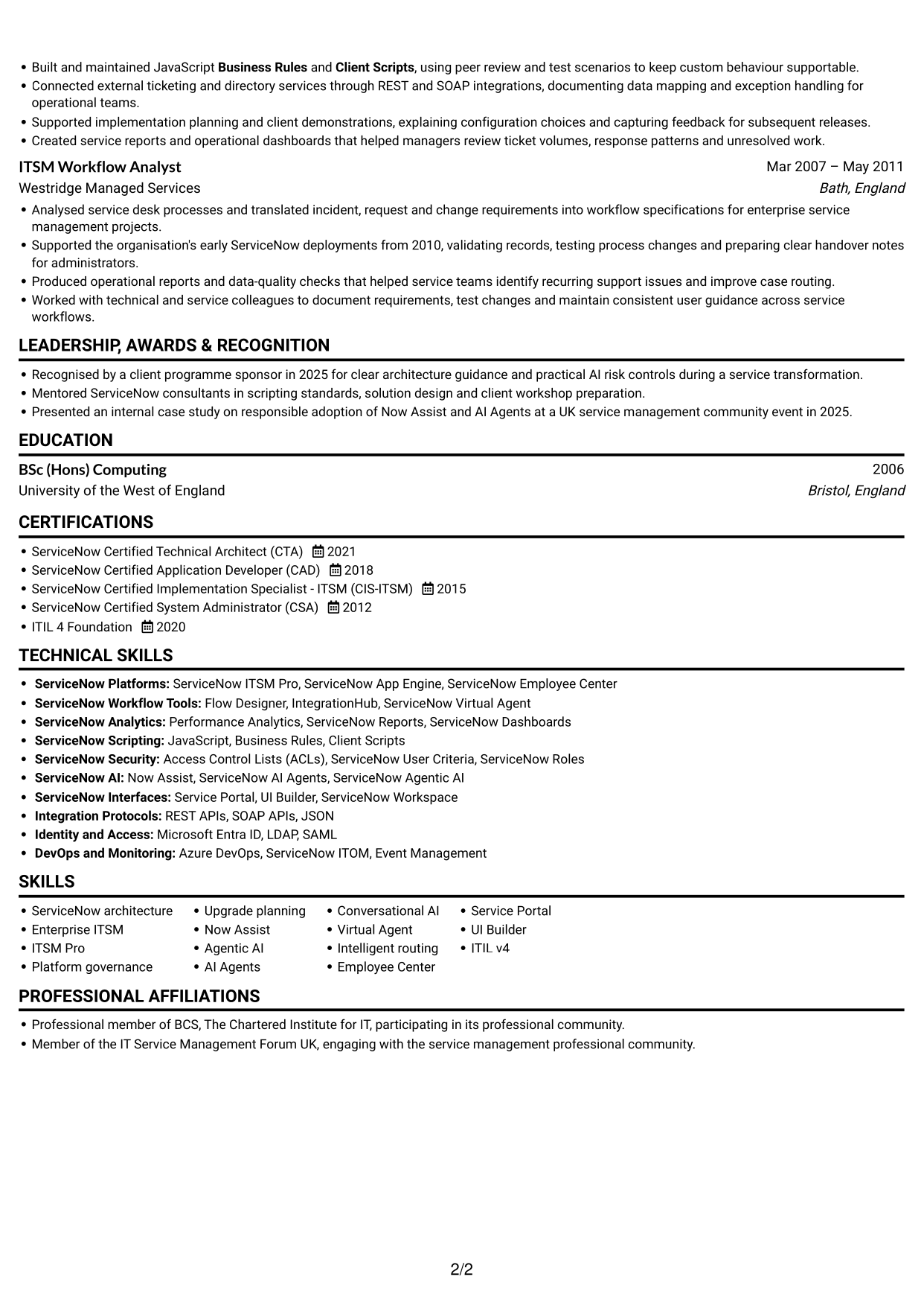 CV example — page 2
