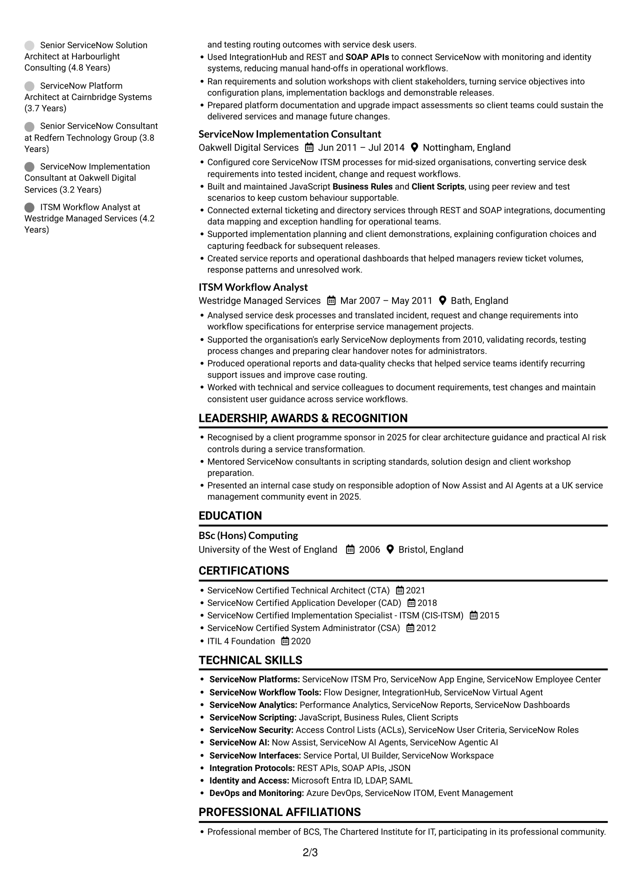 CV example — page 2