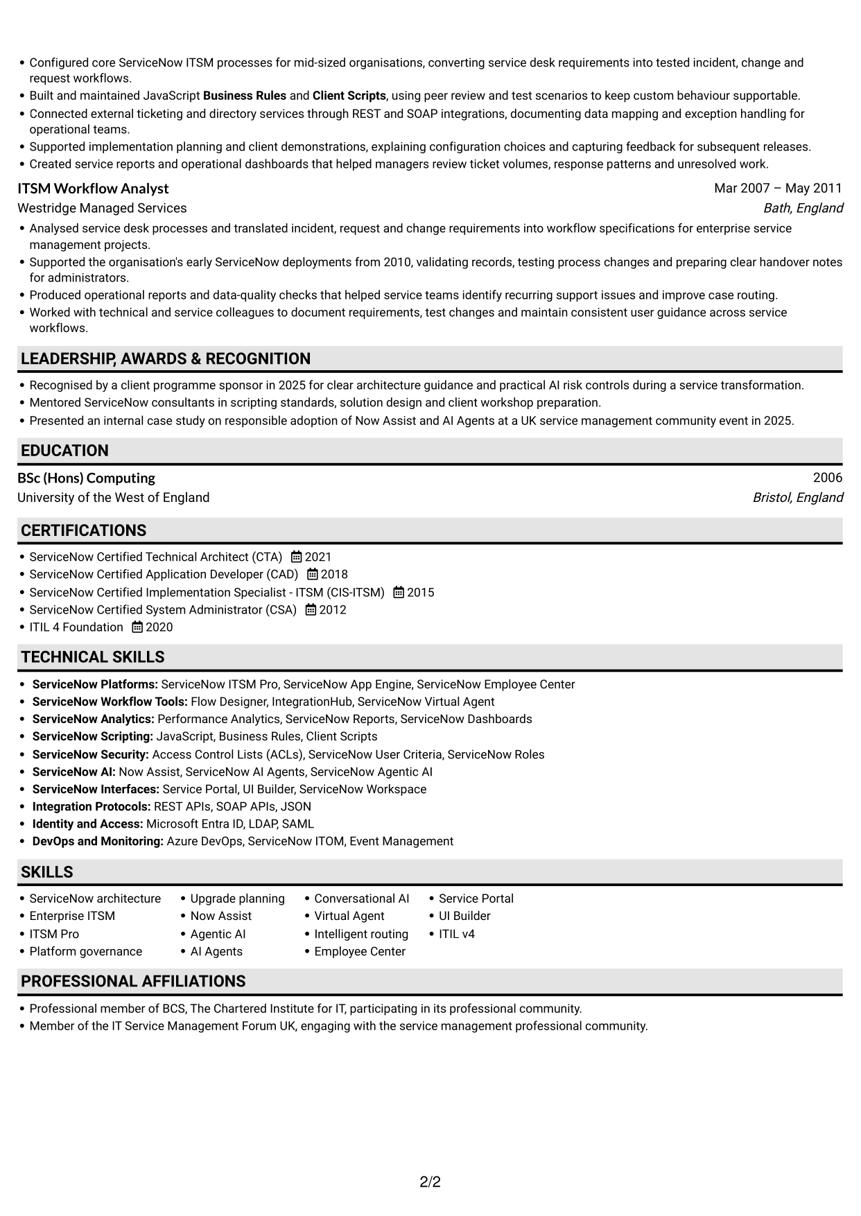 CV example — page 2