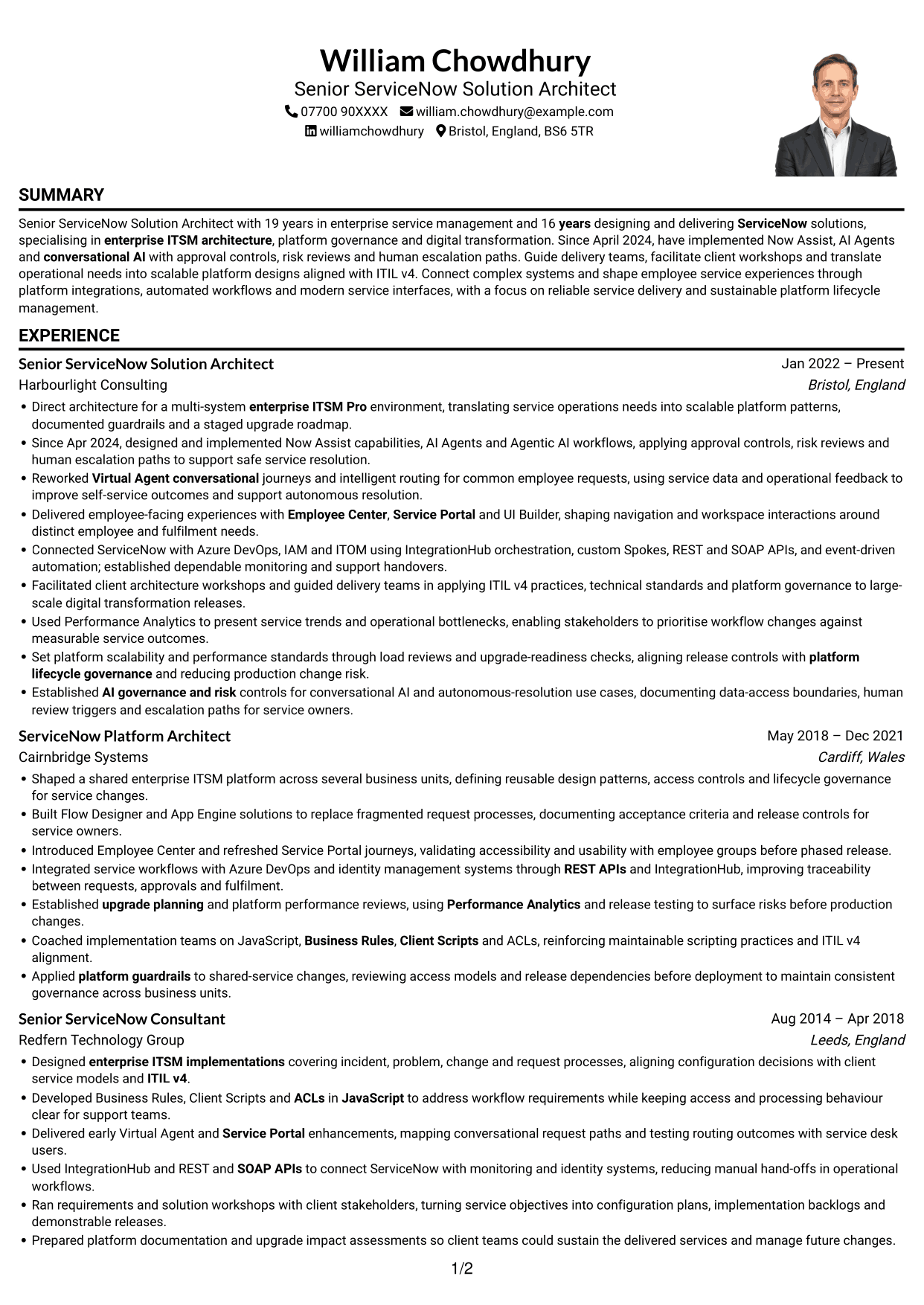CV example — page 1