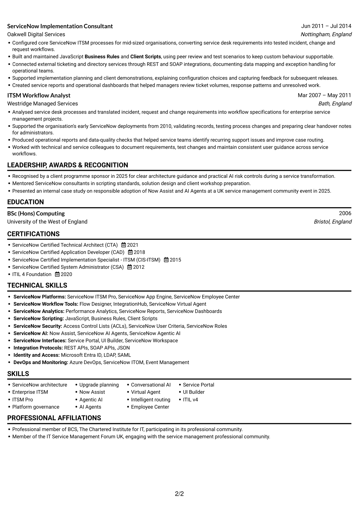 CV example — page 2