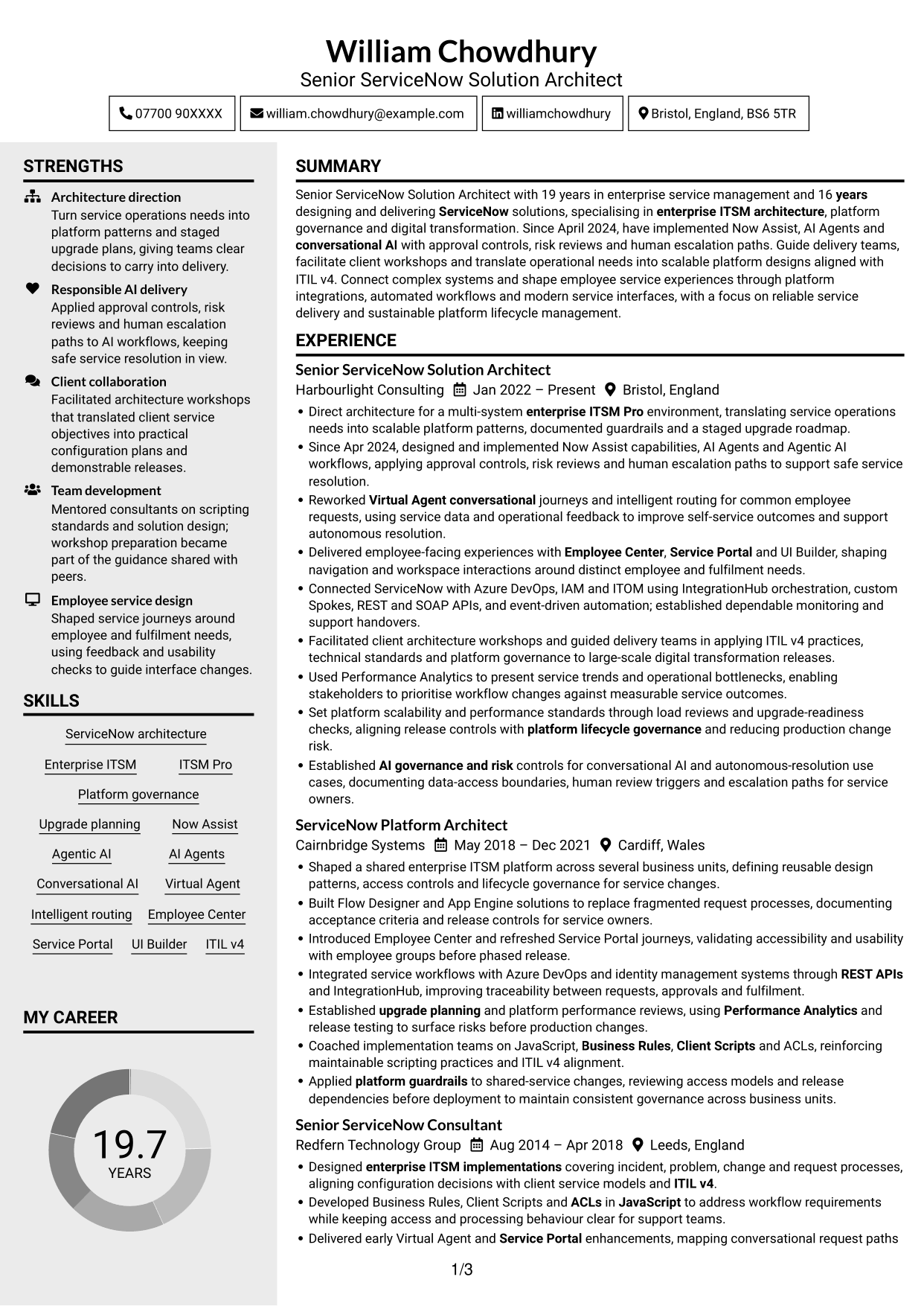 CV example — page 1