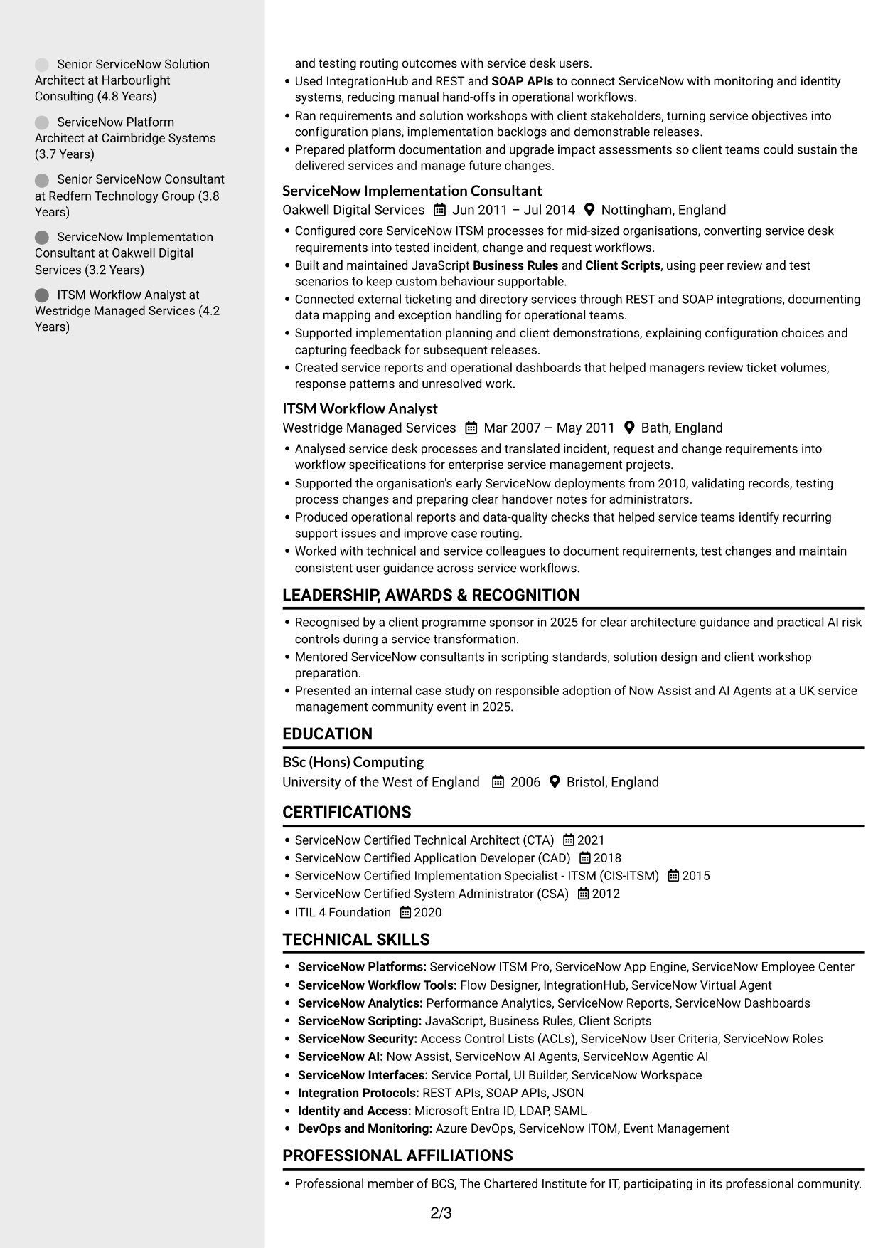 CV example — page 2