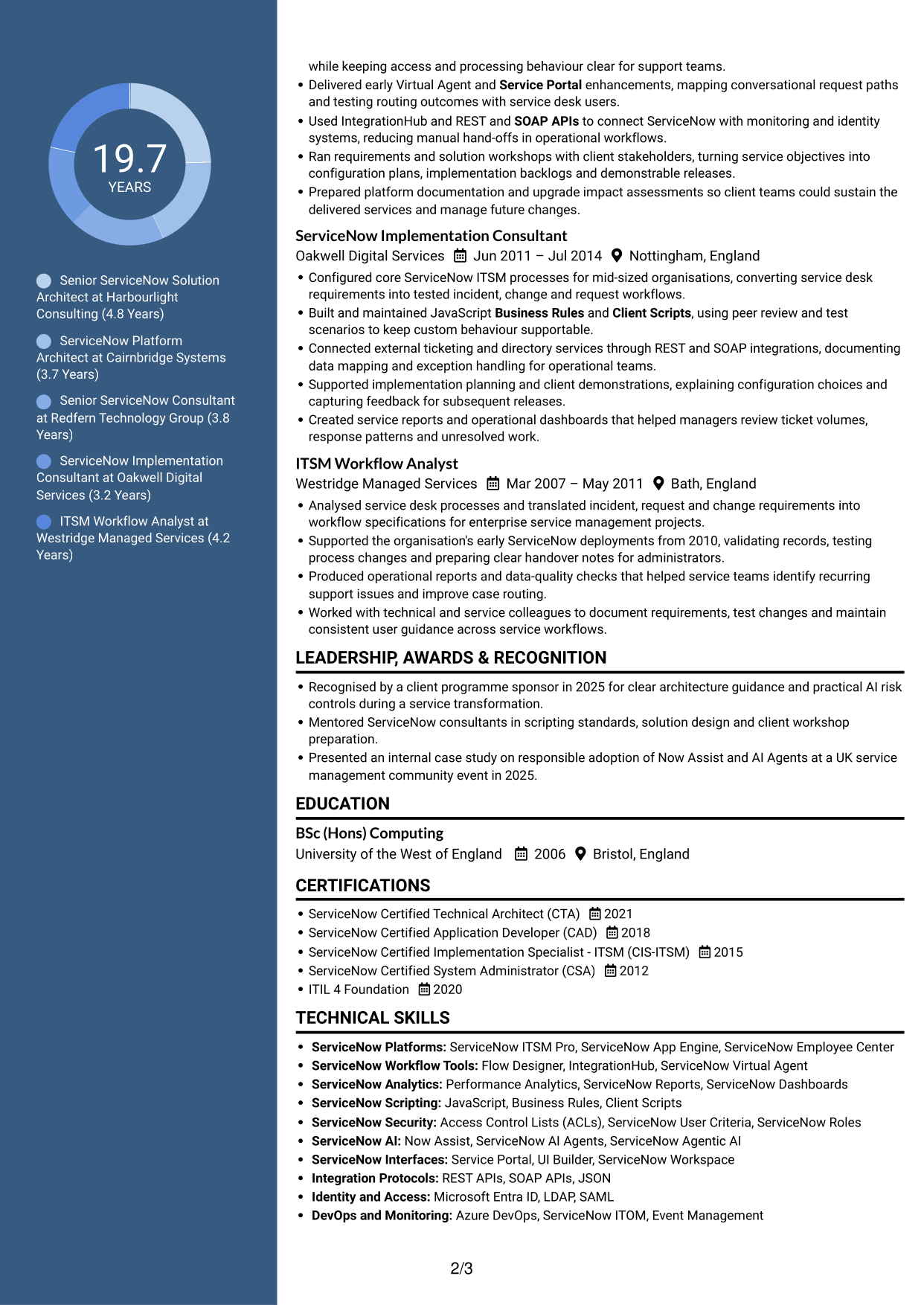 CV example — page 2