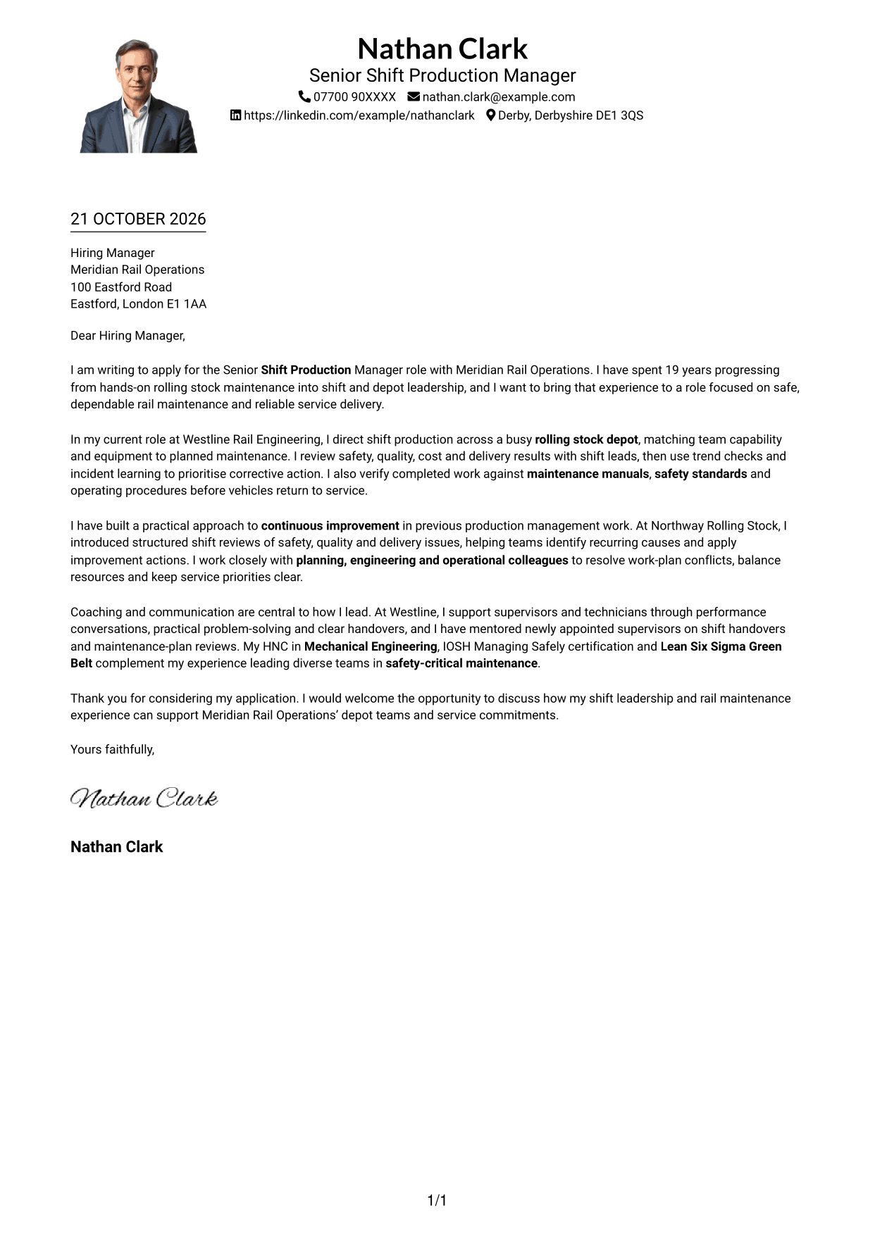 Cover letter example — page 1