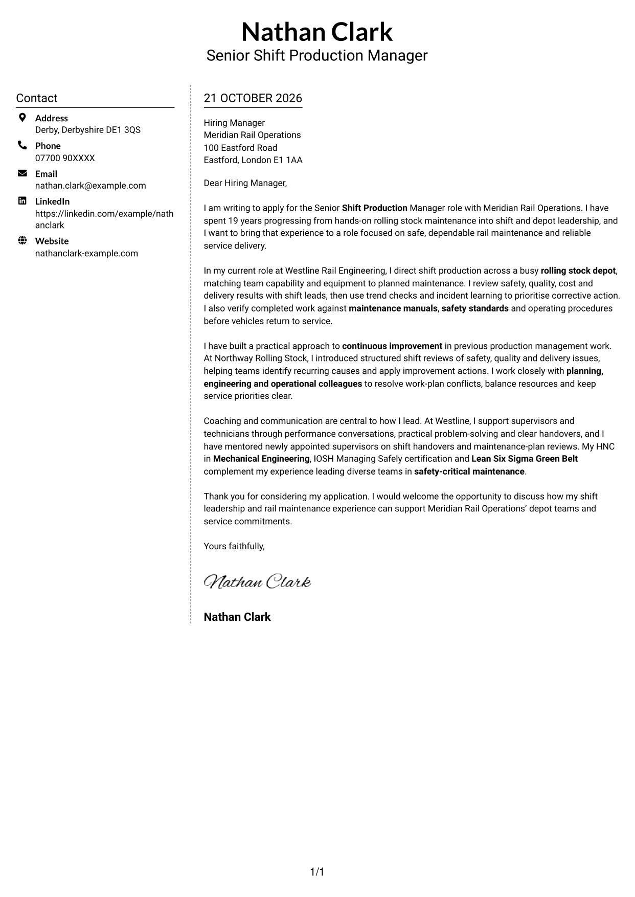 Cover letter example — page 1