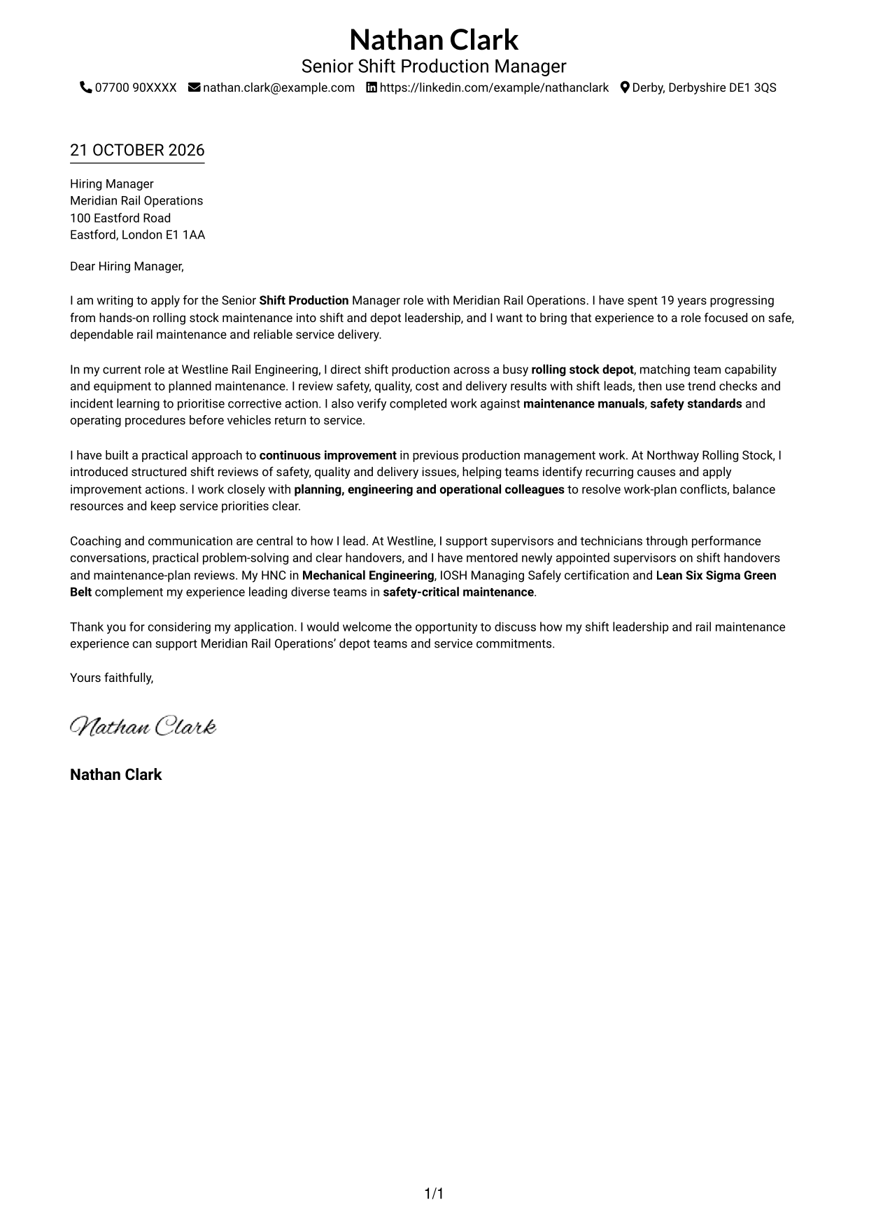 Cover letter example — page 1