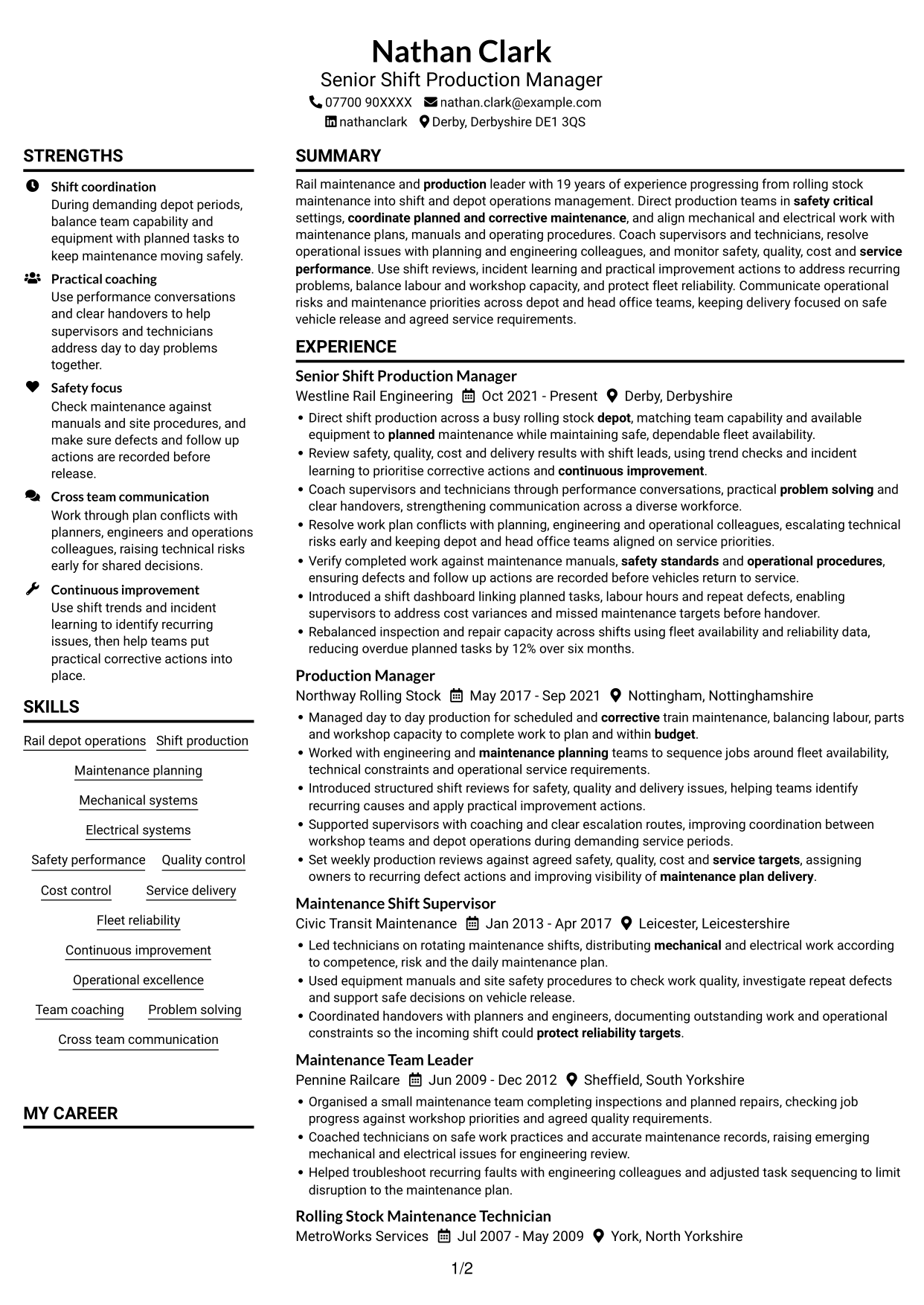 CV example — page 1
