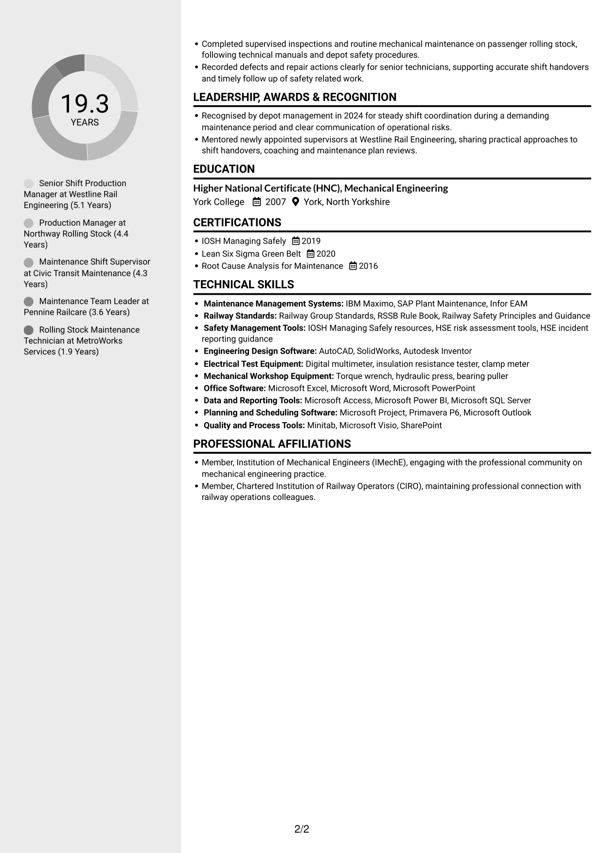 CV example — page 2